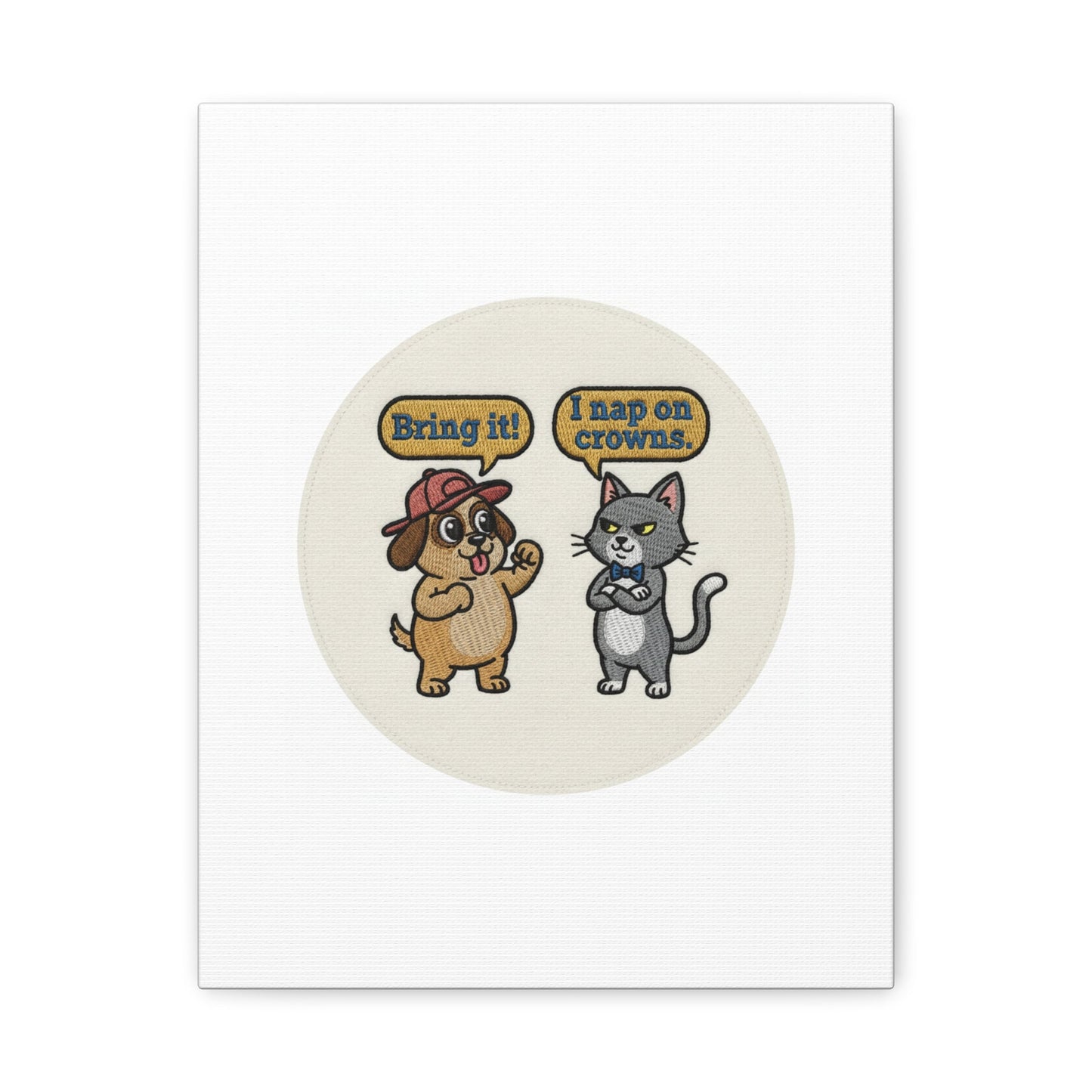 Funny Cat vs Dog Canvas | Pet Rivalry Wall Art