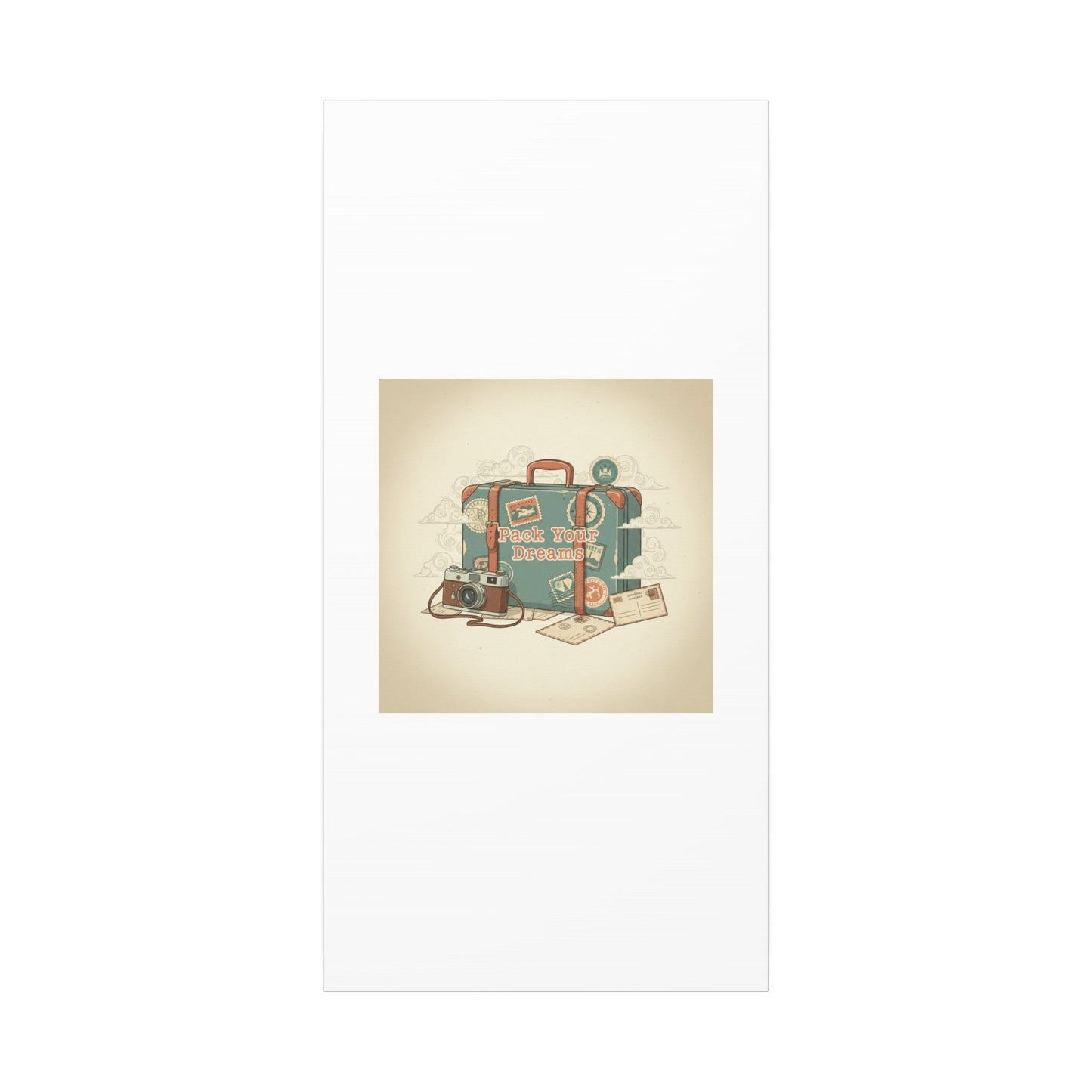 Pack Your Dreams Canvas | Retro Travel Postcard, Wanderlust Passport Stamp Art