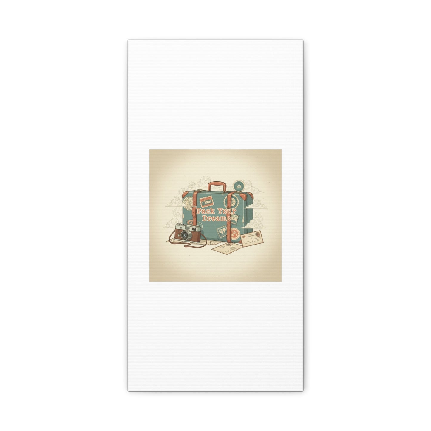 Pack Your Dreams Canvas | Retro Travel Postcard, Wanderlust Passport Stamp Art
