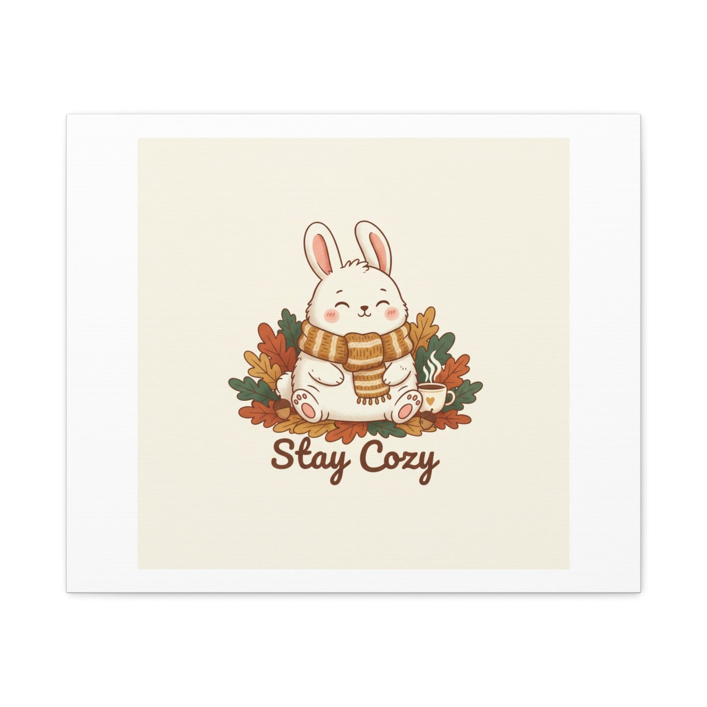 Cozy Bunny Illustration Canvas | Cute Critter Winter Forest Art