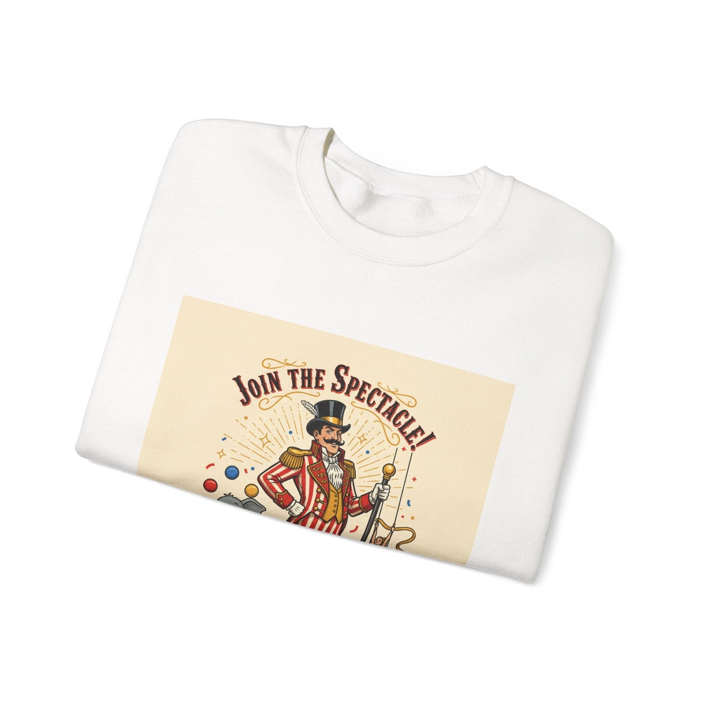 Join the Spectacle Circus Art Print Crewneck Sweatshirt | Vintage Carnival Design, Camp Circus Aesthetic