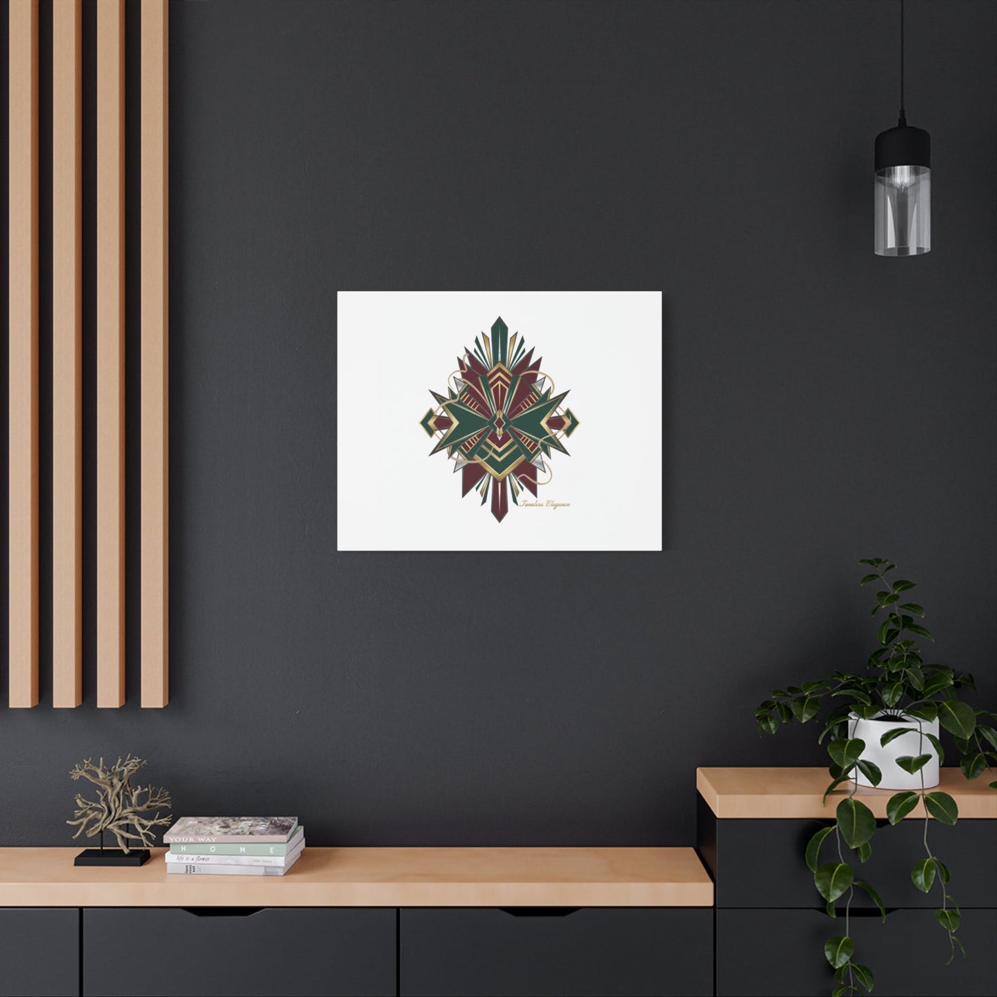Art Deco geometric brass print Canvas | Neo-Deco chrome & gold fan motif