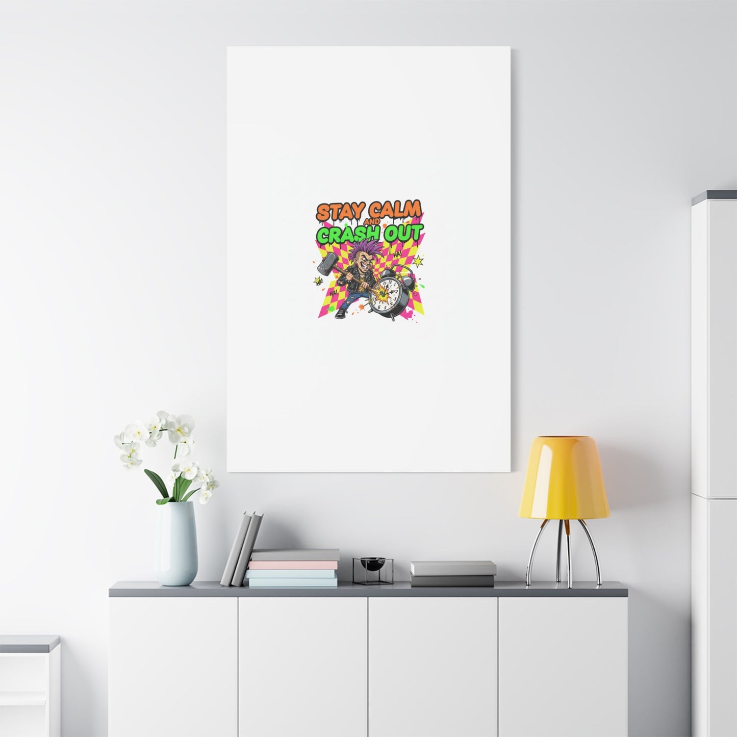 Stay Calm and Crash Out Canvas | neon skate graffiti, meltdown art