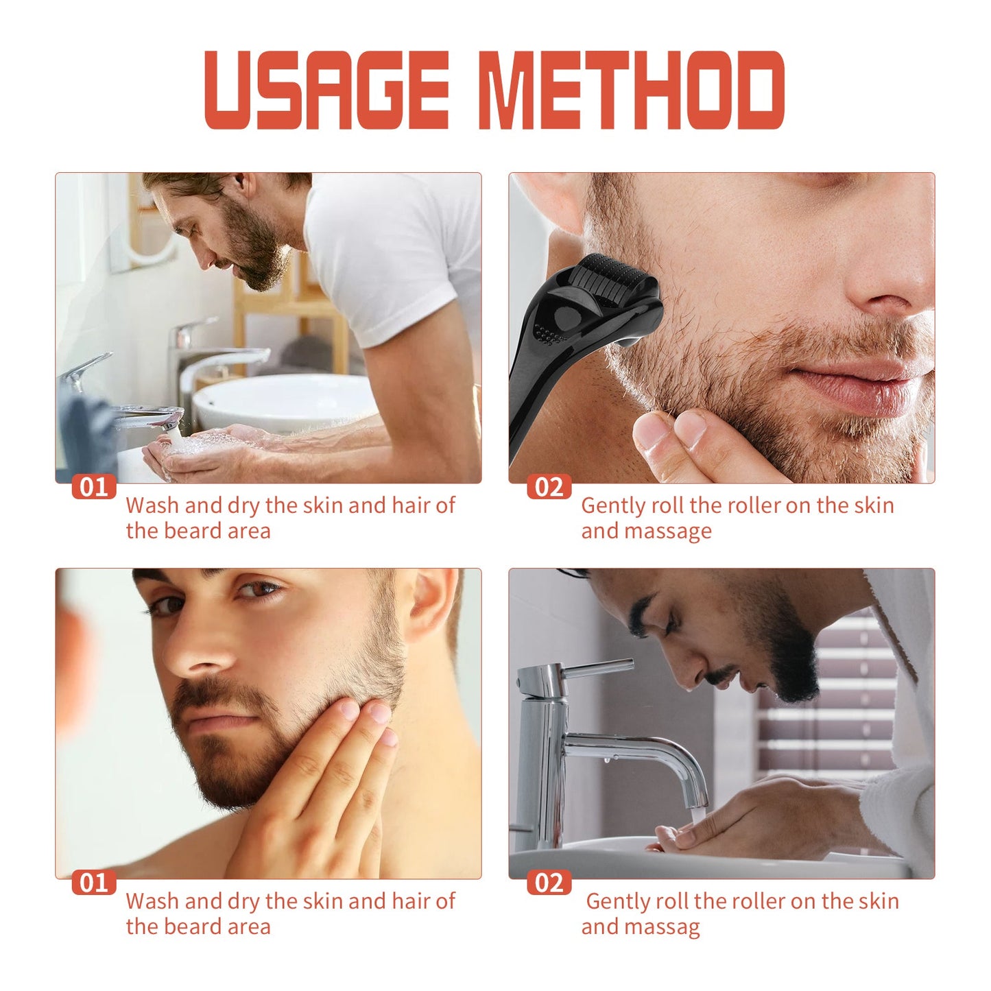 Beard Bushy Roller, Strong Root Moistens Soft Light For Men Nourishing Bushy Growing Beard Comb