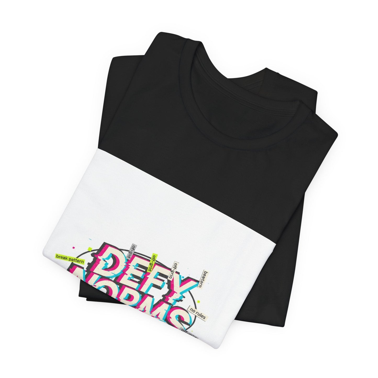 Defy Norms glitch font tee | anti-aesthetic, chaotic design shirt