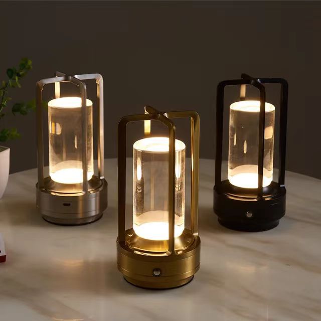 Gold black silver cross shaped desk lamp button touch US charging decorative desk lamp