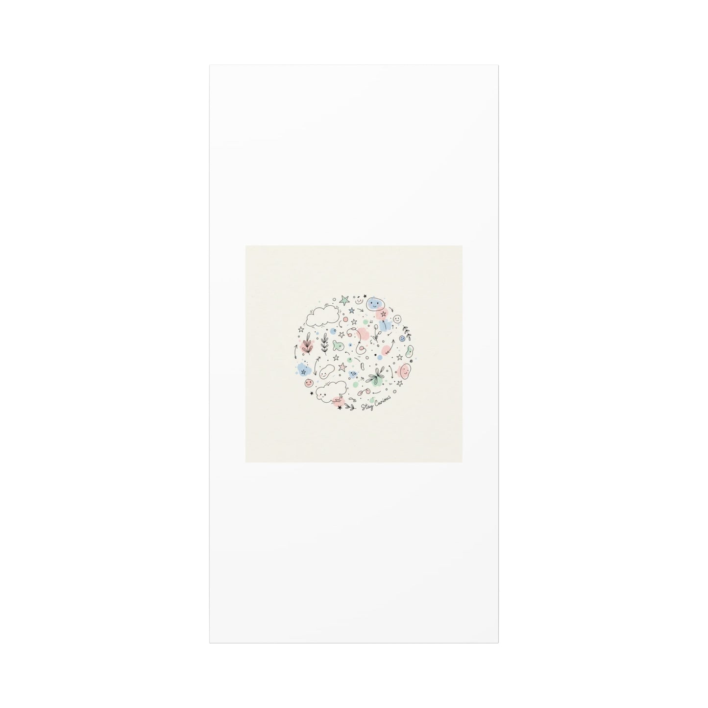 Doodle Circle Line Drawing Matte Canvas, Hand-Drawn Sketch Art