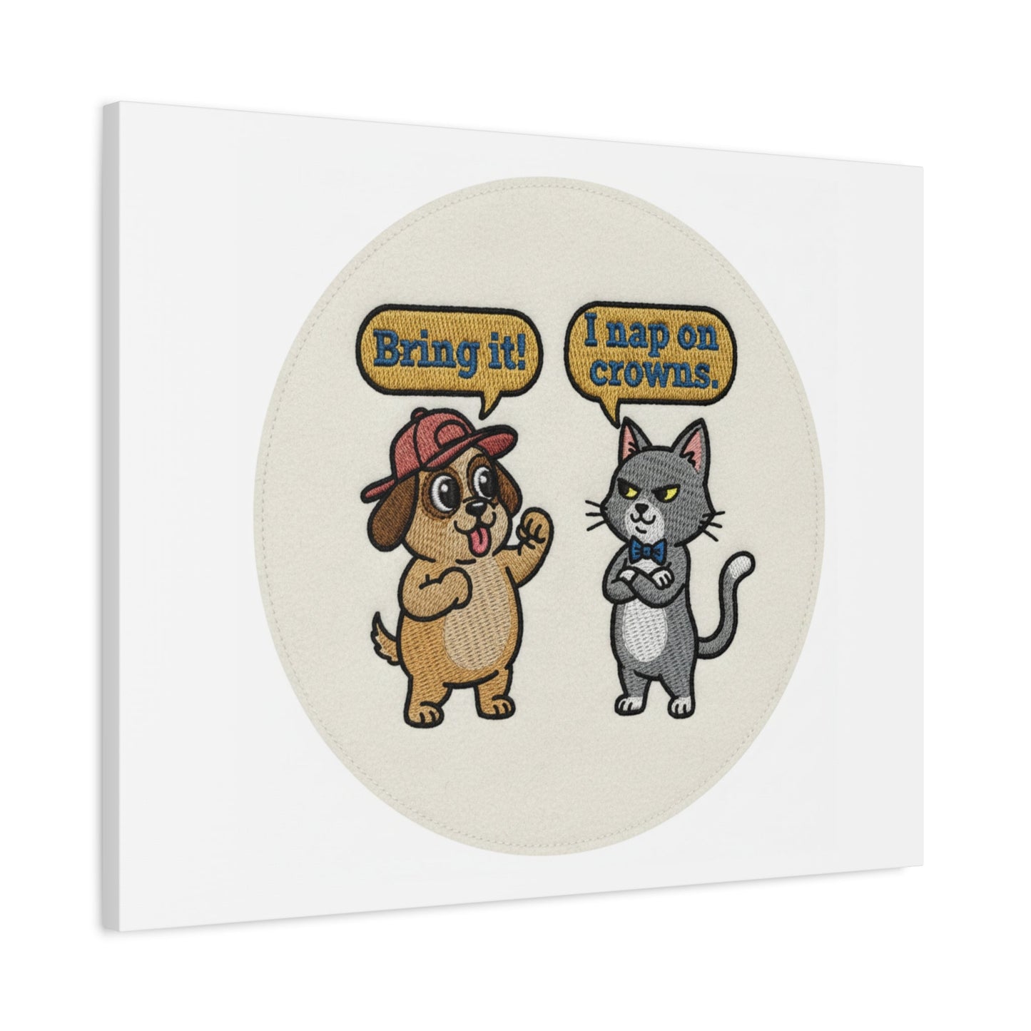Funny Cat vs Dog Canvas | Pet Rivalry Wall Art