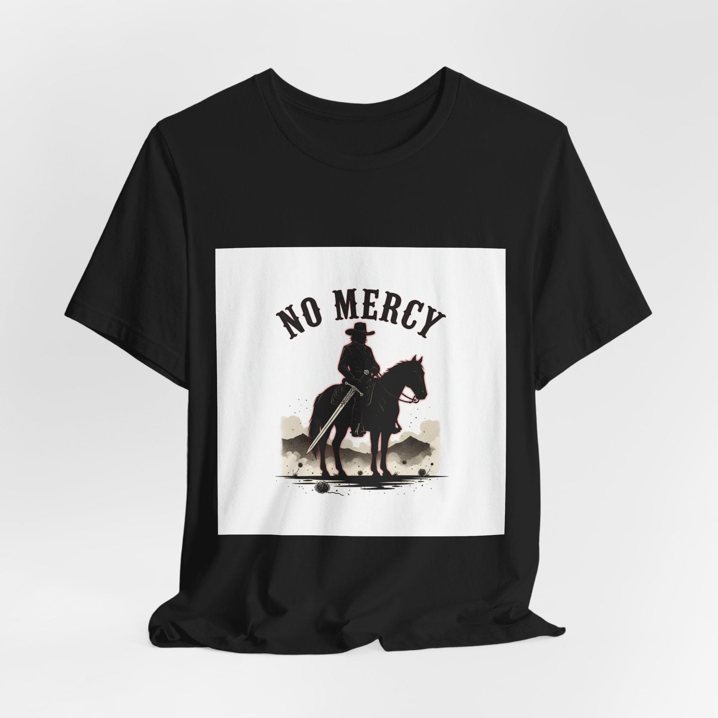 No Mercy Cowboy Skull Tee | Western-Gothic, desert noir design