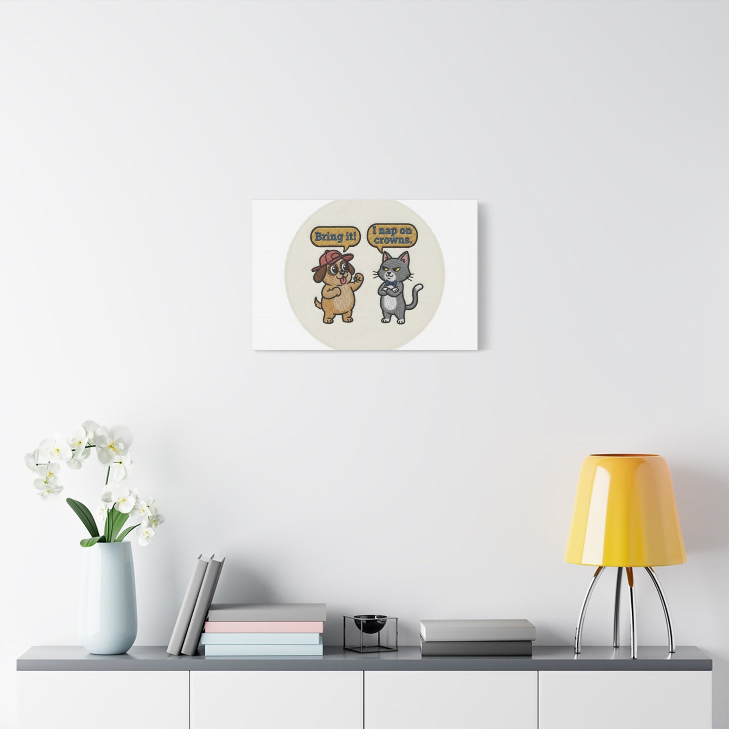 Funny Cat vs Dog Canvas | Pet Rivalry Wall Art