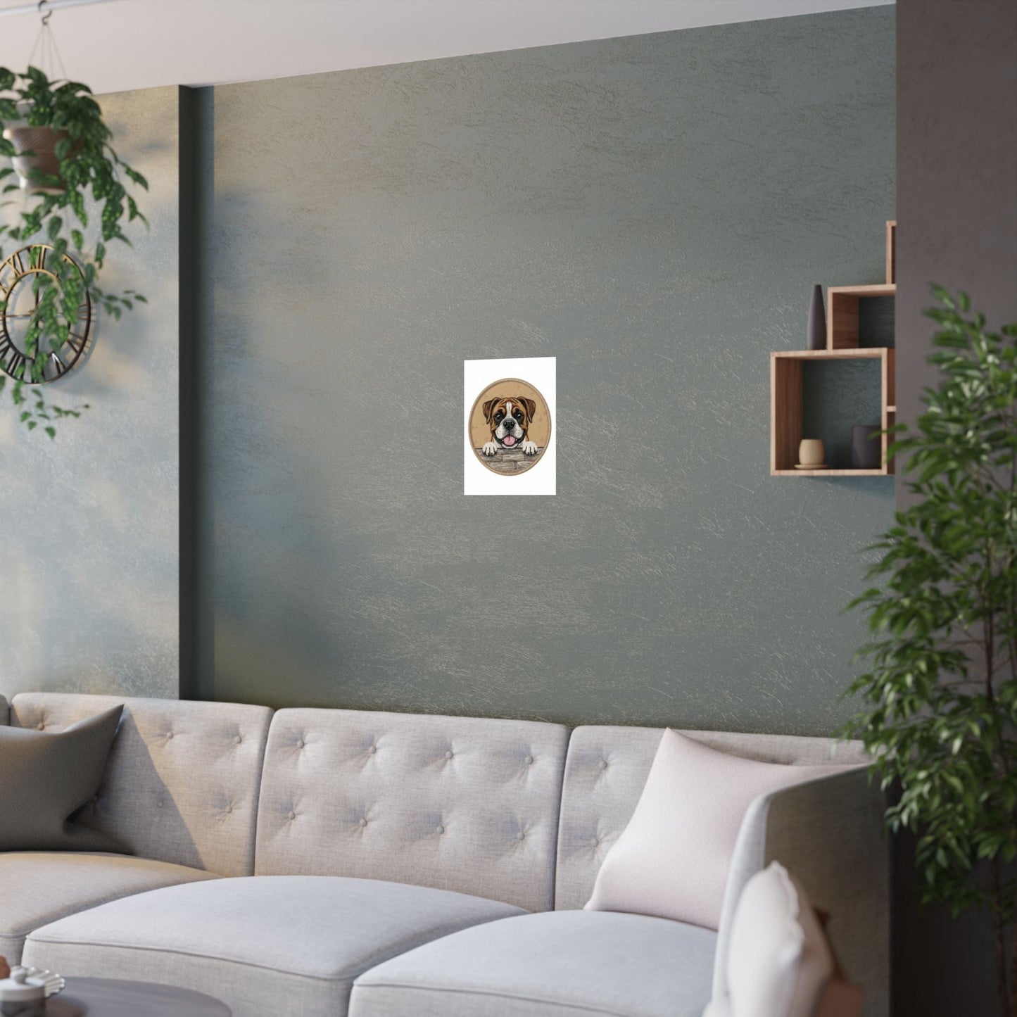 Boxer Dog Satin Poster — Cute Smiling Pup Wall Art