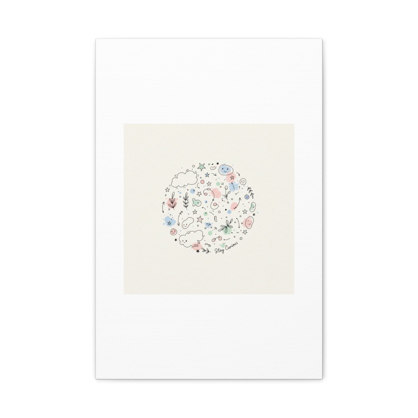 Doodle Circle Line Drawing Matte Canvas, Hand-Drawn Sketch Art