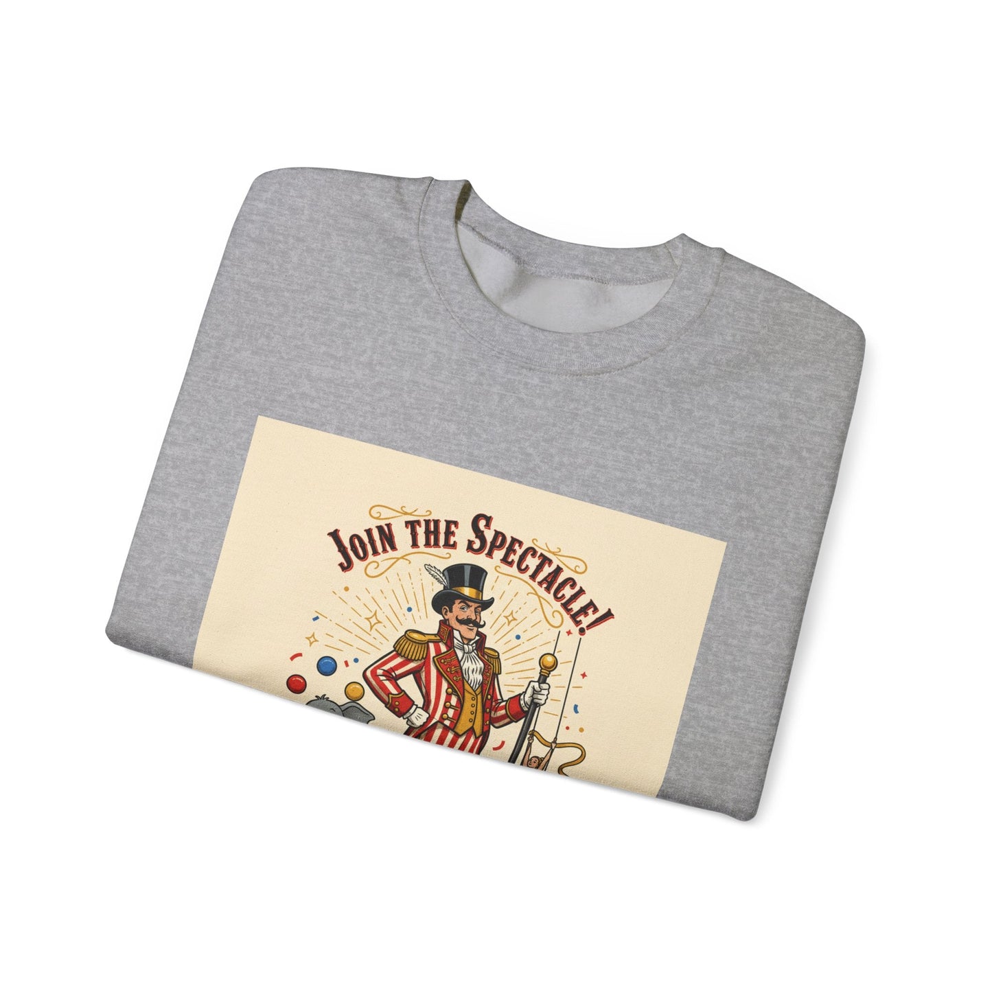 Join the Spectacle Circus Art Print Crewneck Sweatshirt | Vintage Carnival Design, Camp Circus Aesthetic