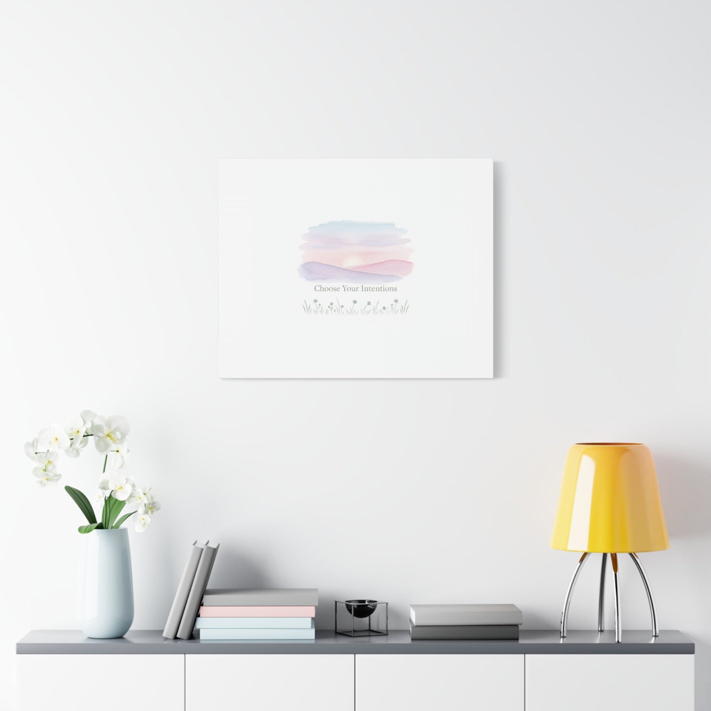 Choose Your Intentions Canvas, soft wellness poster, pastel gradient mindfulness art