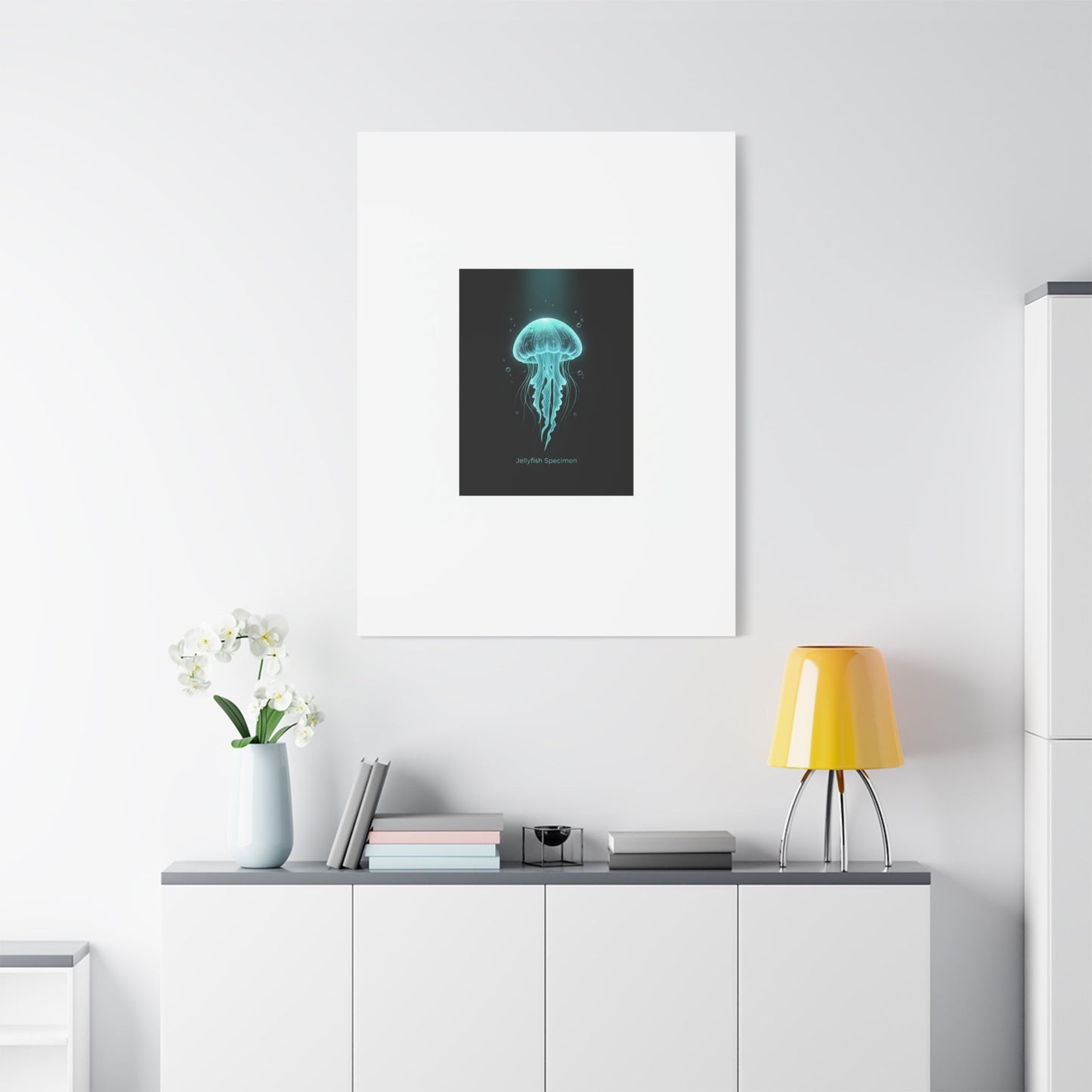 Bioluminescent Jellyfish Art Canvas | Deep Sea Aesthetic, Neon Glow