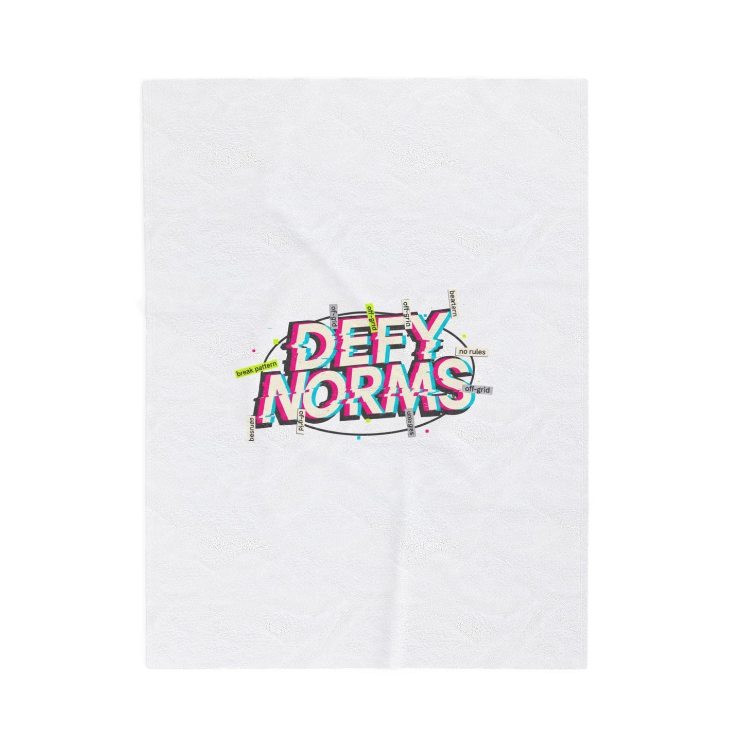 Defy Norms Velveteen Plush Blanket | anti-aesthetic, glitch font
