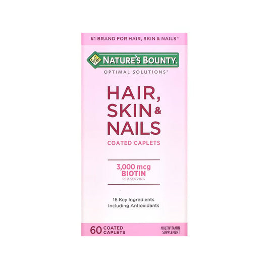 Nature's Bounty Optimal Solutions Hair, Skin & Nails, With Biotin, 3000 Mcg, Coated Caplets