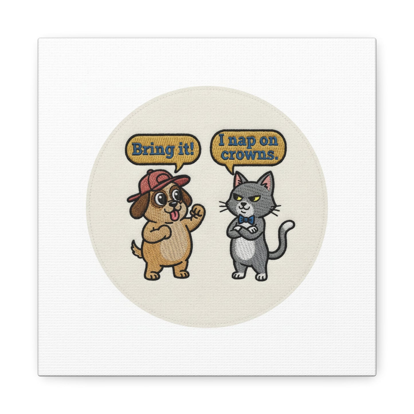 Funny Cat vs Dog Canvas | Pet Rivalry Wall Art