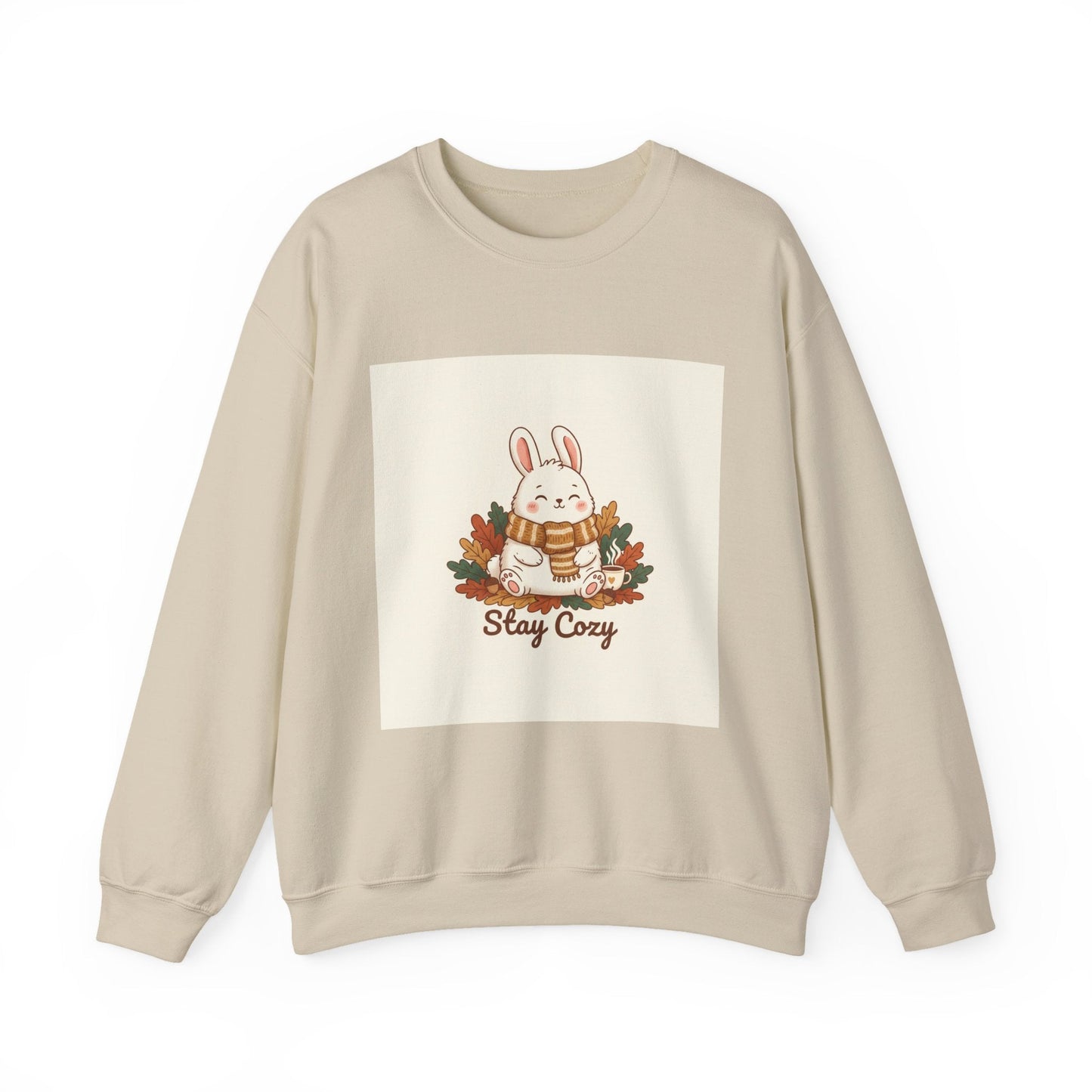Stay Cozy Bunny sweatshirt | cute animal illustration, winter forest art