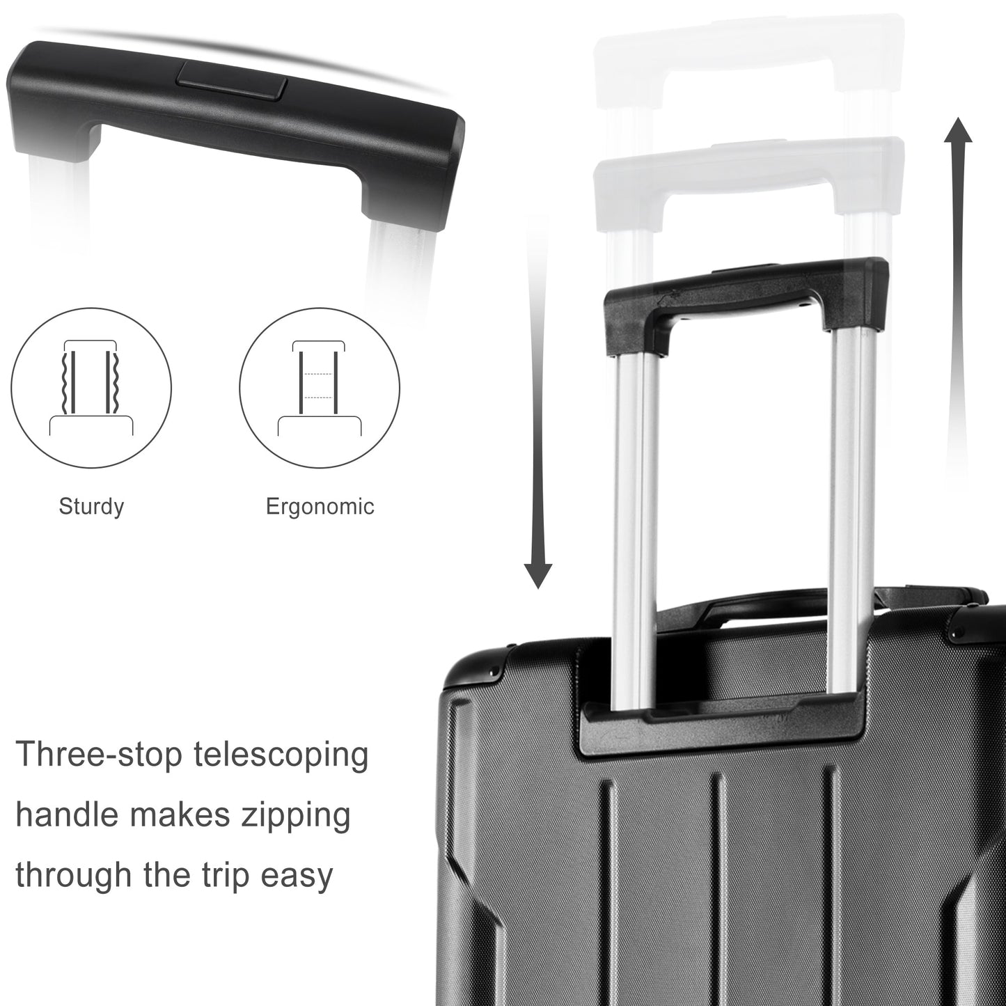 Hardshell Luggage Spinner Suitcase with TSA Lock Lightweight 20'' (Single Luggage) Black + ABS + 20 Inch Carry On