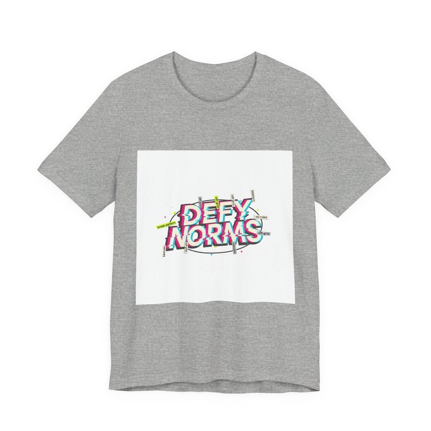 Defy Norms glitch font tee | anti-aesthetic, chaotic design shirt