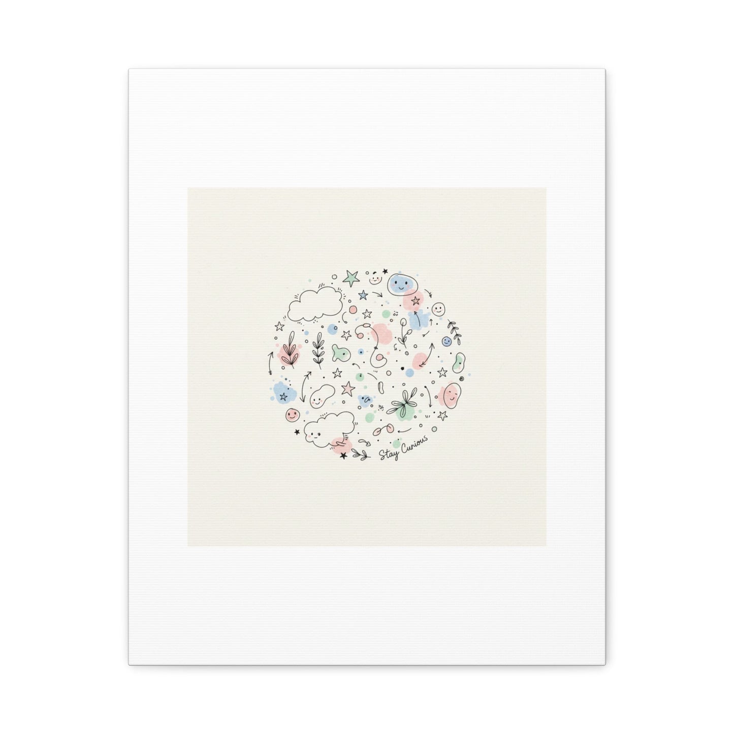 Doodle Circle Line Drawing Matte Canvas, Hand-Drawn Sketch Art