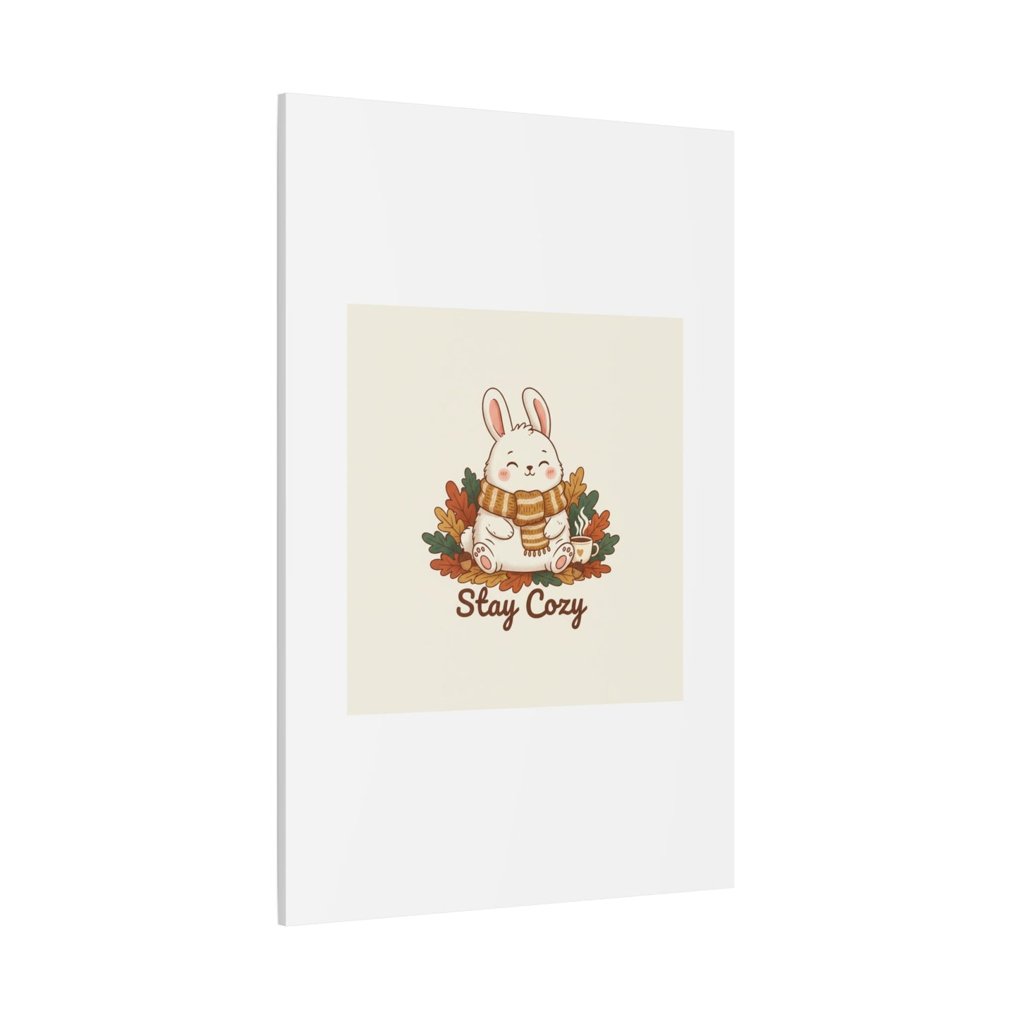 Cozy Bunny Illustration Canvas | Cute Critter Winter Forest Art