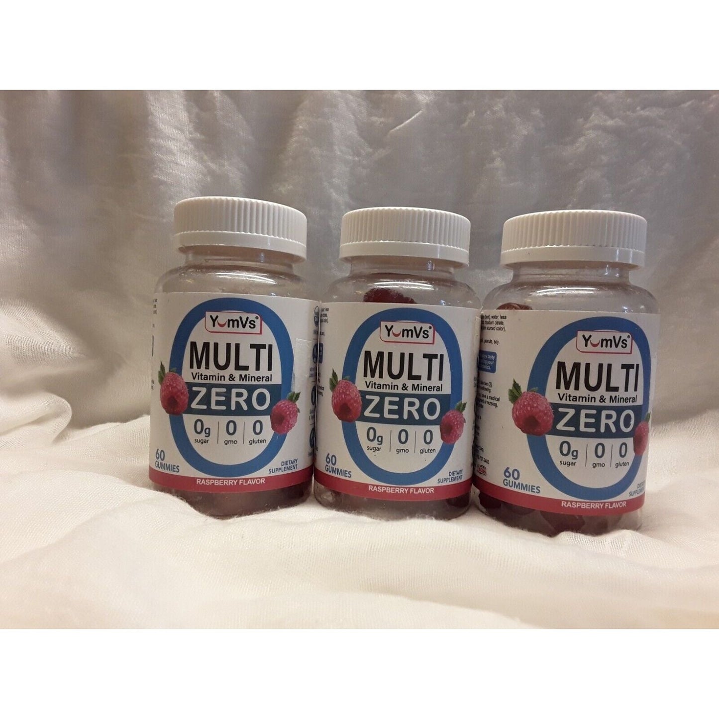 3 Pack- YumVs Zero MultiVitamin -Gummies - Raspberry - 9/2024 Exp. 0 Sugar