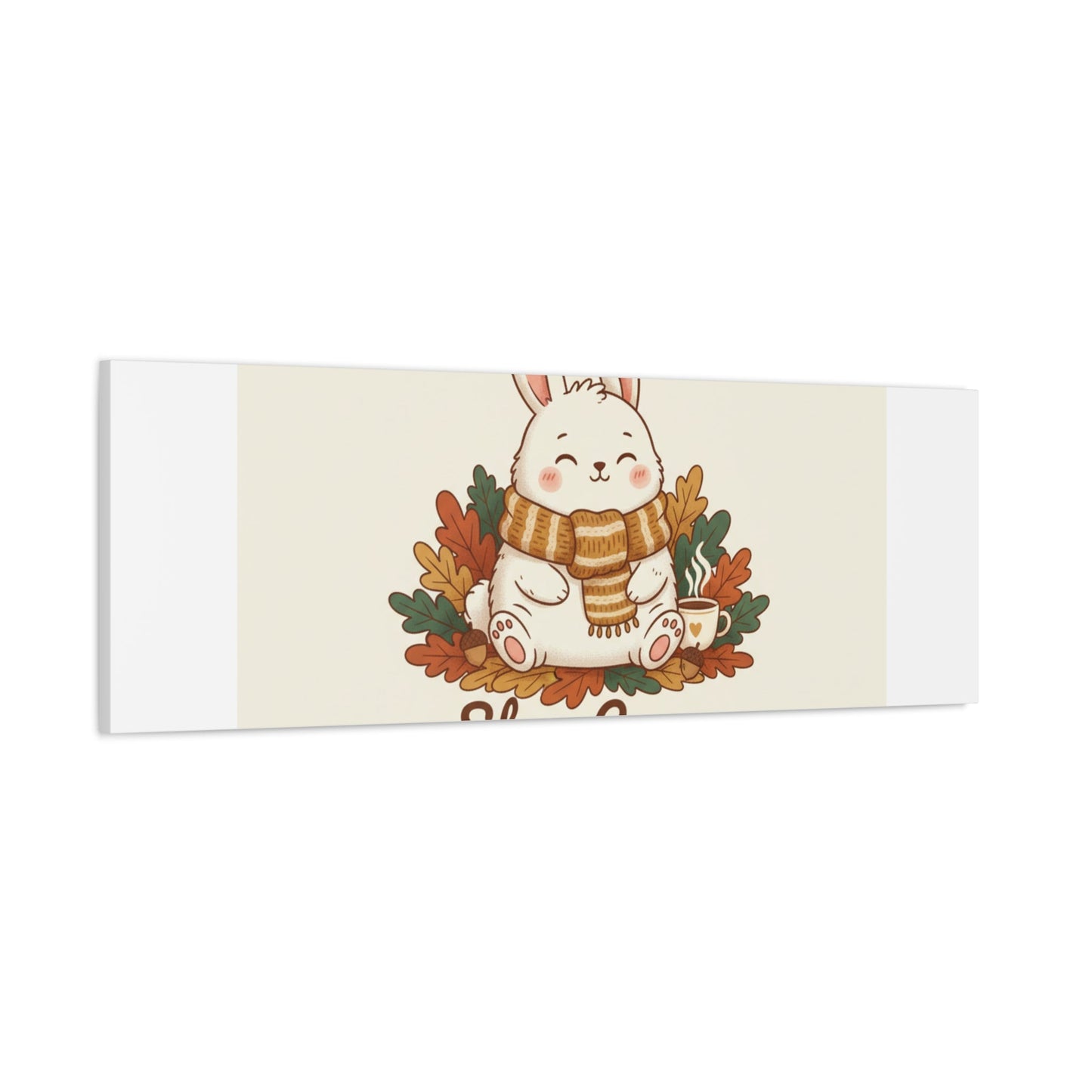 Cozy Bunny Illustration Canvas | Cute Critter Winter Forest Art