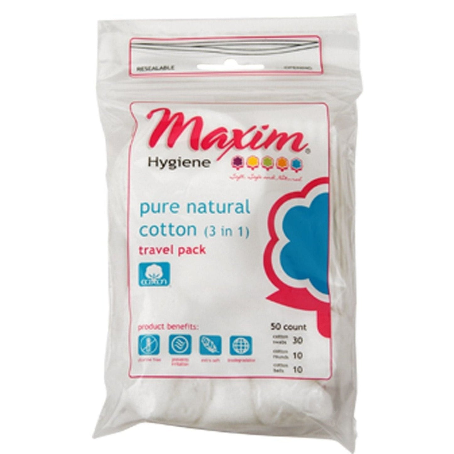Maxim Hygiene Products Cotton (3 In 1) Pure Natural Travel Pack