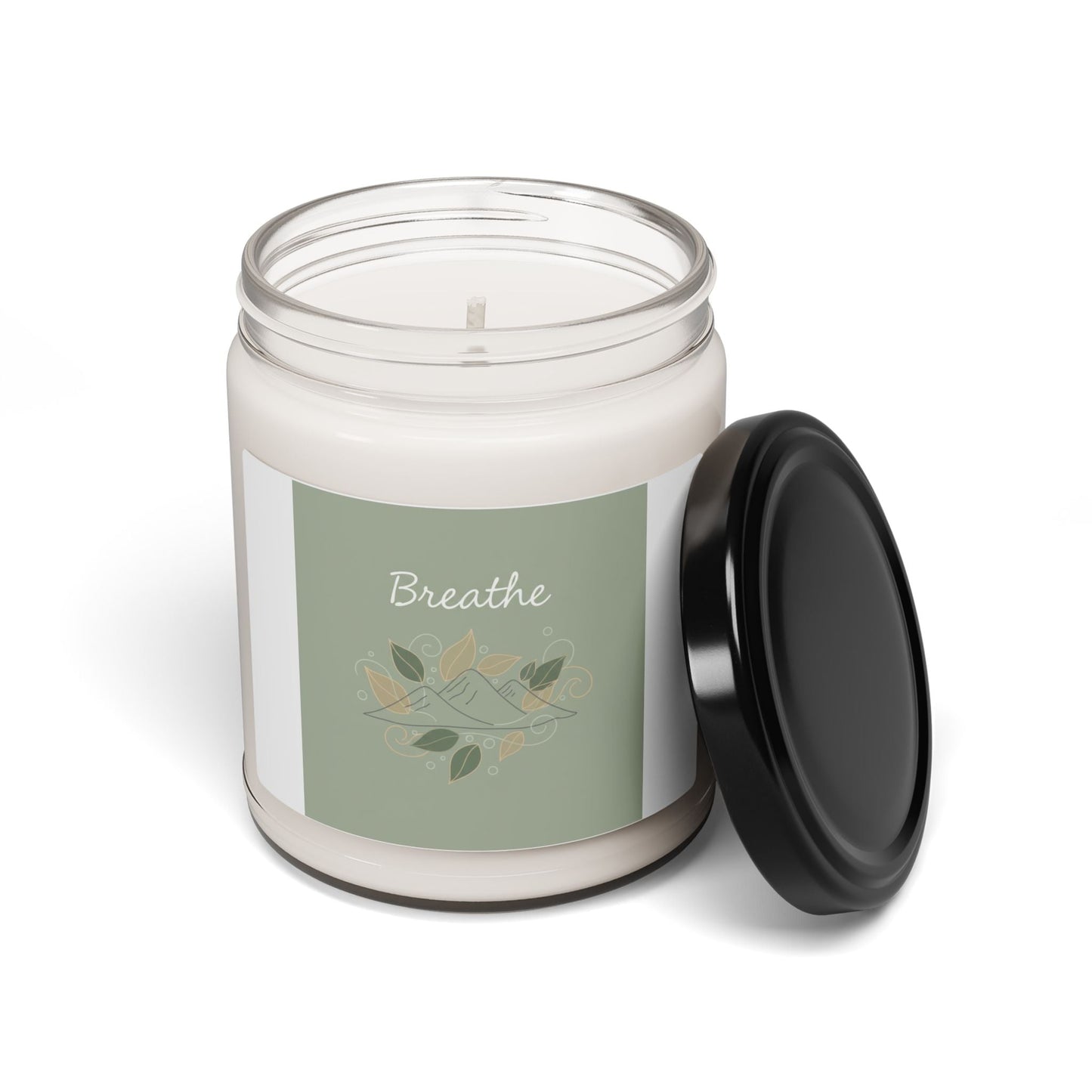 Breathe Mountain Leaf Candle, Soy Candle, Nature Symbols, Calm Décor