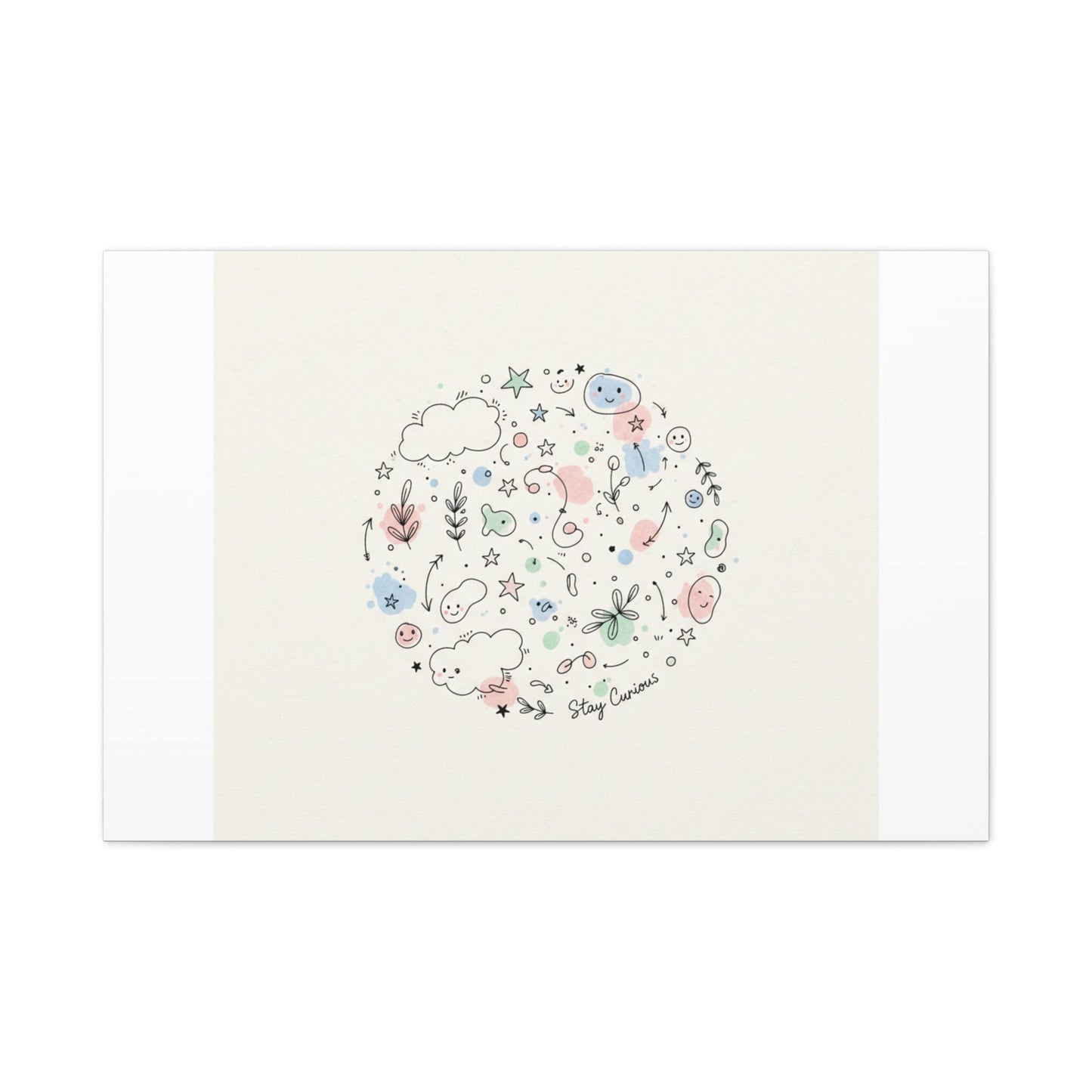 Doodle Circle Line Drawing Matte Canvas, Hand-Drawn Sketch Art