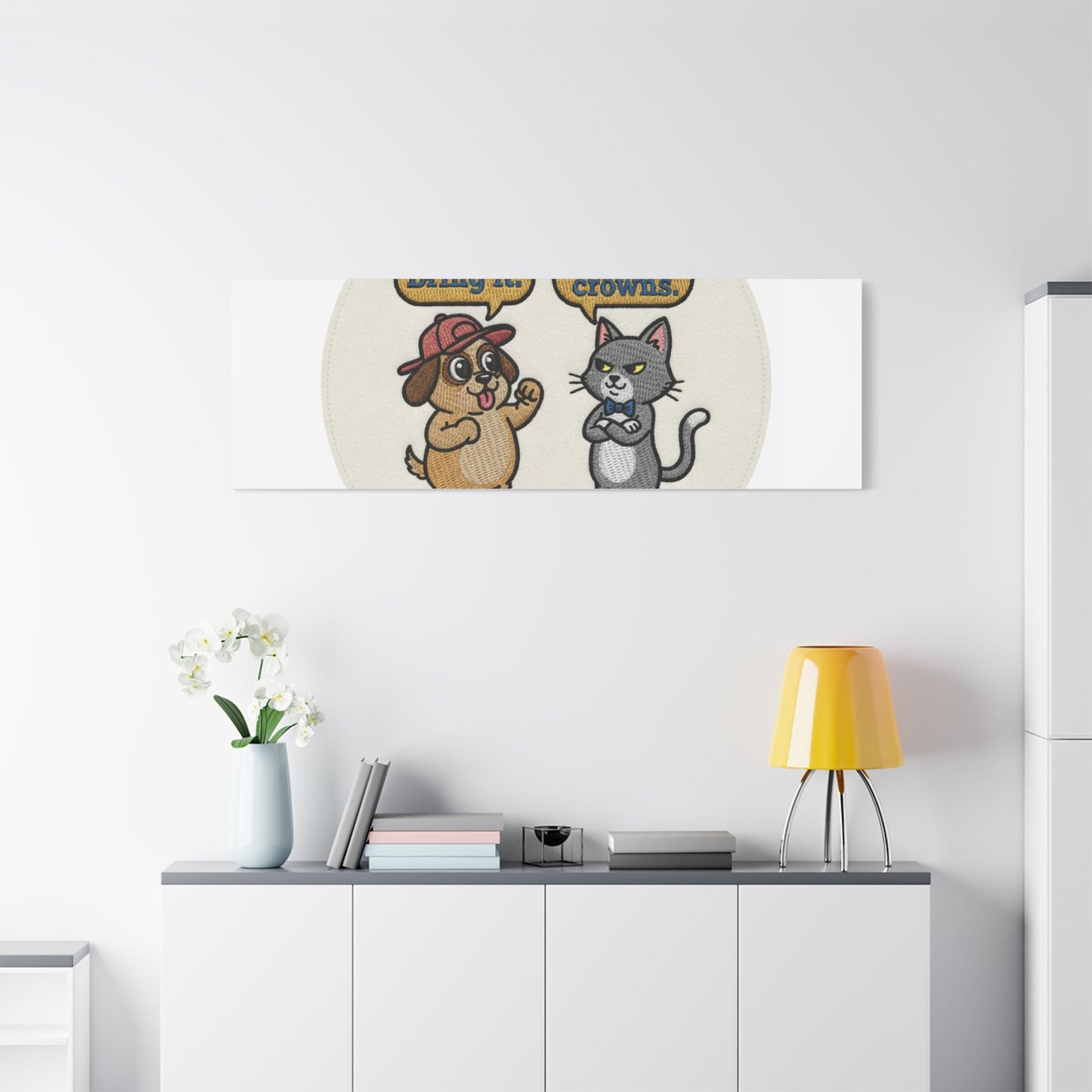 Funny Cat vs Dog Canvas | Pet Rivalry Wall Art
