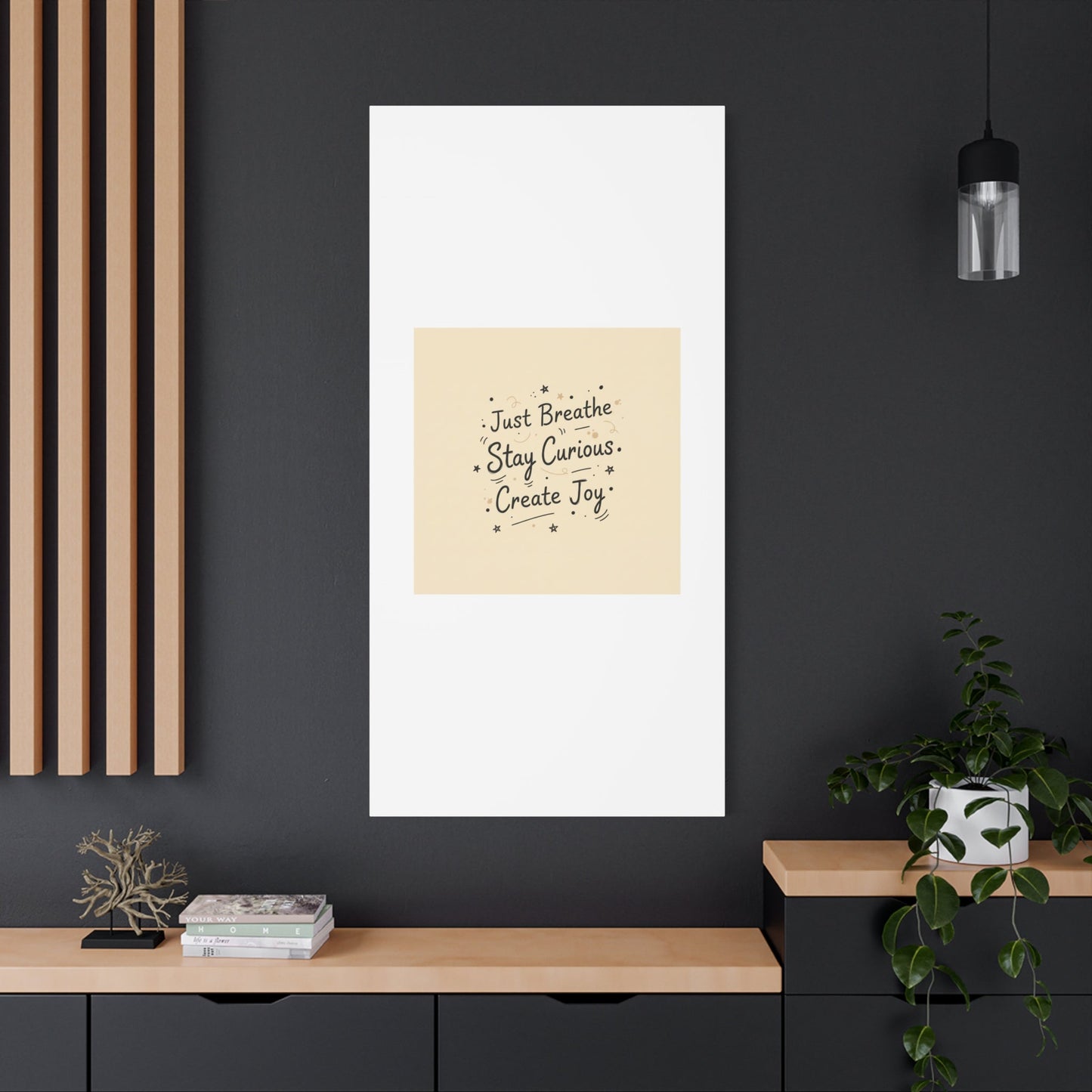 Just Breathe Stay Curious Create Joy Canvas | Messy Handwritten Typography, Doodle Text Art