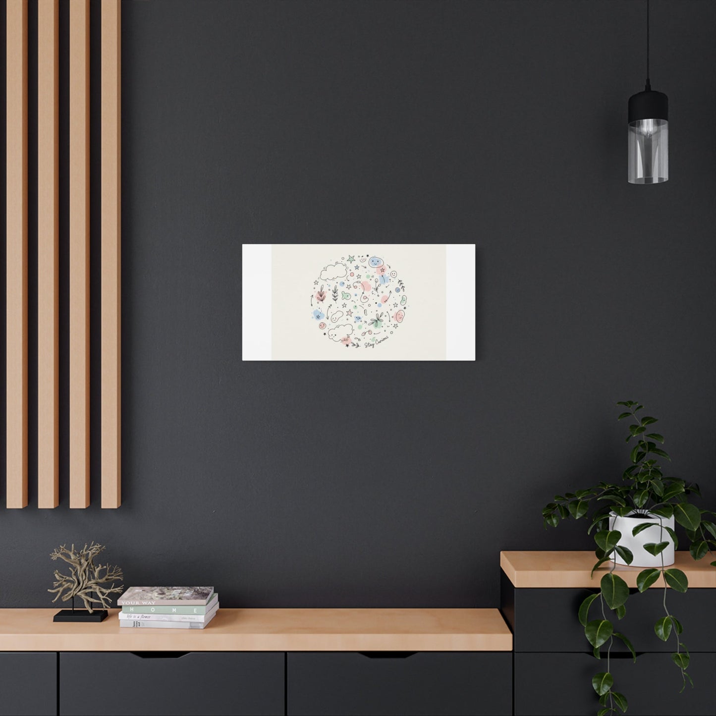 Doodle Circle Line Drawing Matte Canvas, Hand-Drawn Sketch Art