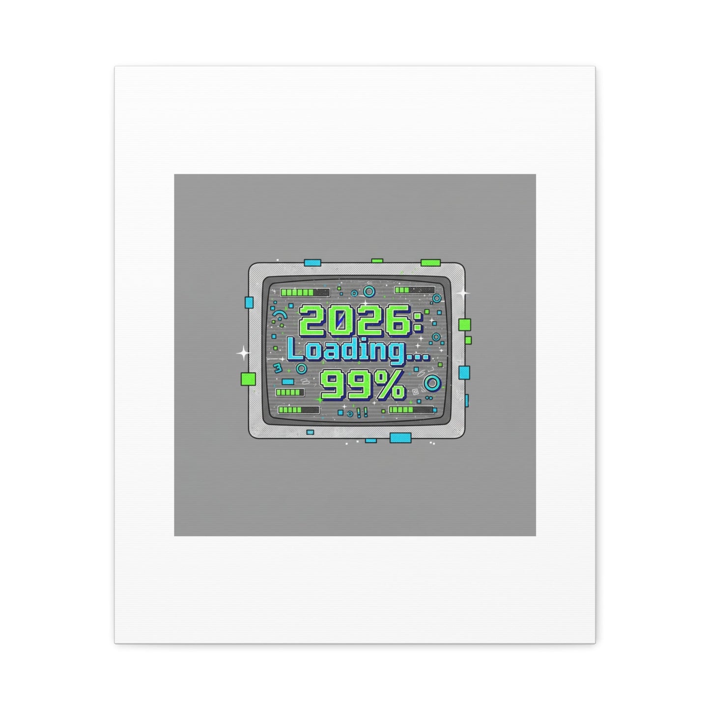 2026 Loading 99% Canvas | NYE countdown, retro system interface