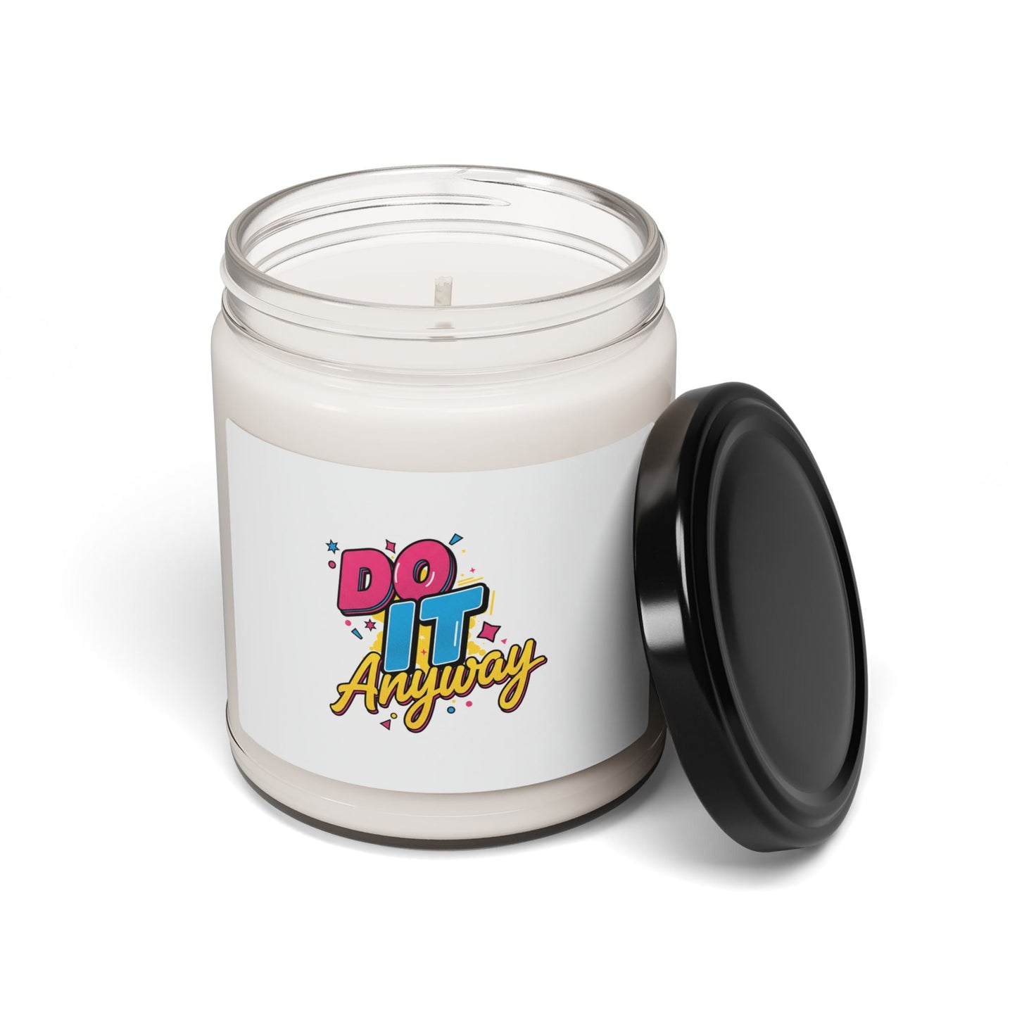 Do It Anyway Typography Candle, Maximalist Stacked Type, Scented Soy 9oz