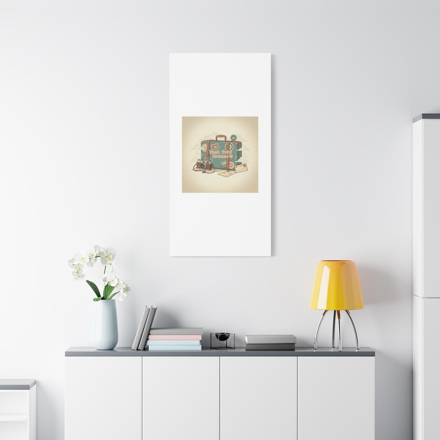 Pack Your Dreams Canvas | Retro Travel Postcard, Wanderlust Passport Stamp Art