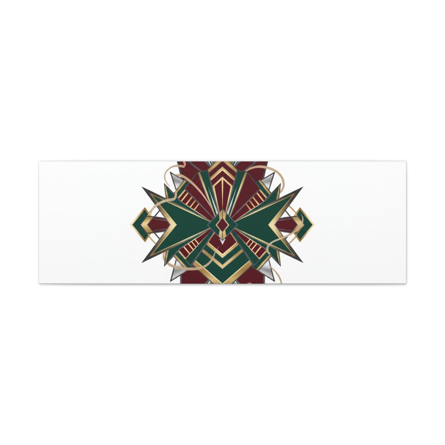 Art Deco geometric brass print Canvas | Neo-Deco chrome & gold fan motif