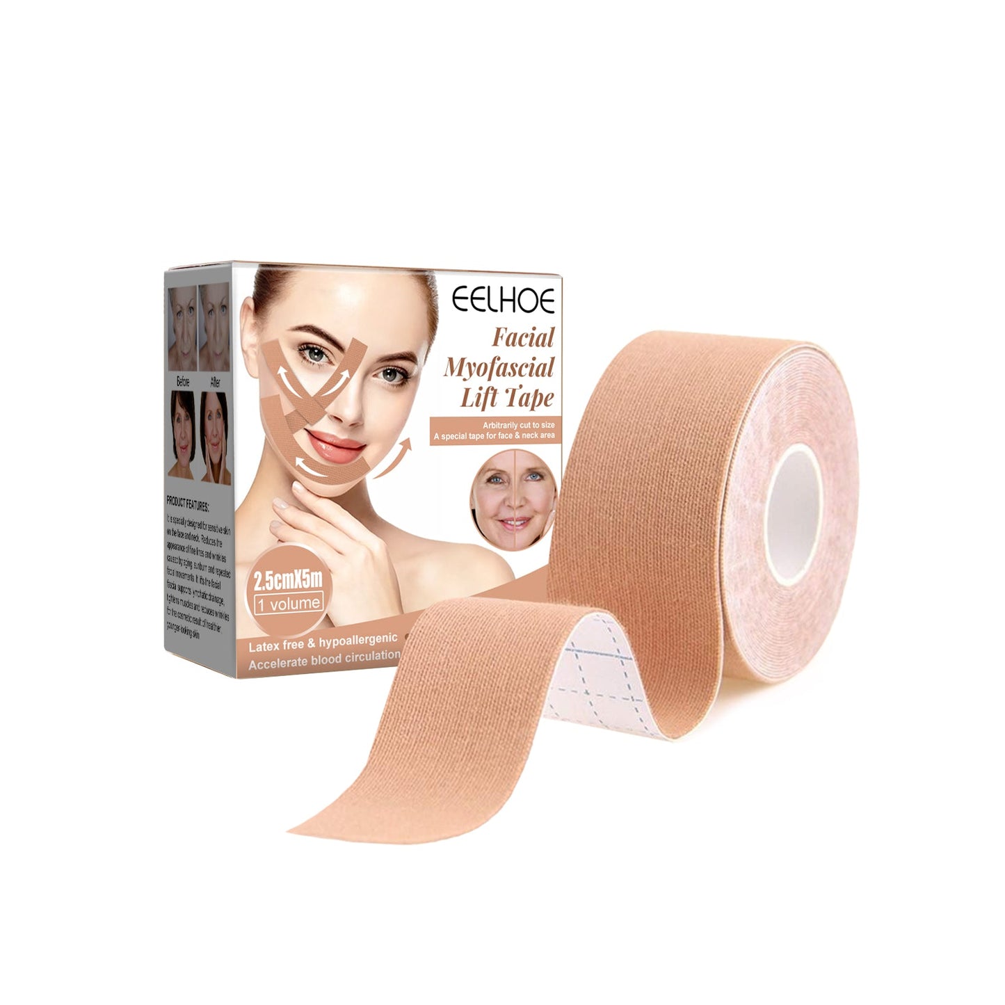 Myofascial Face Tightening Band, Face Anti-Sagging Lift Chin V-Shaped Face Breathable Face Lifting Tape