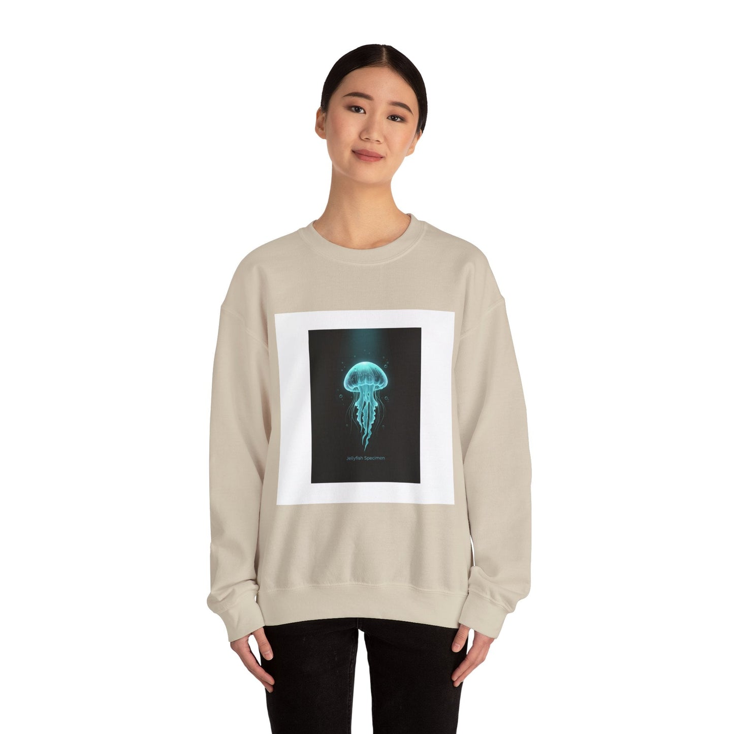 Bioluminescent Jellyfish Crewneck Sweatshirt | neon jelly print, deep-sea aesthetic