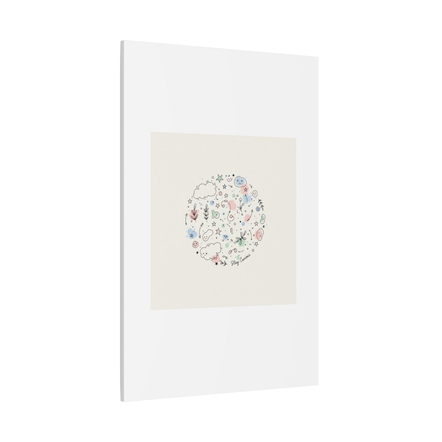 Doodle Circle Line Drawing Matte Canvas, Hand-Drawn Sketch Art