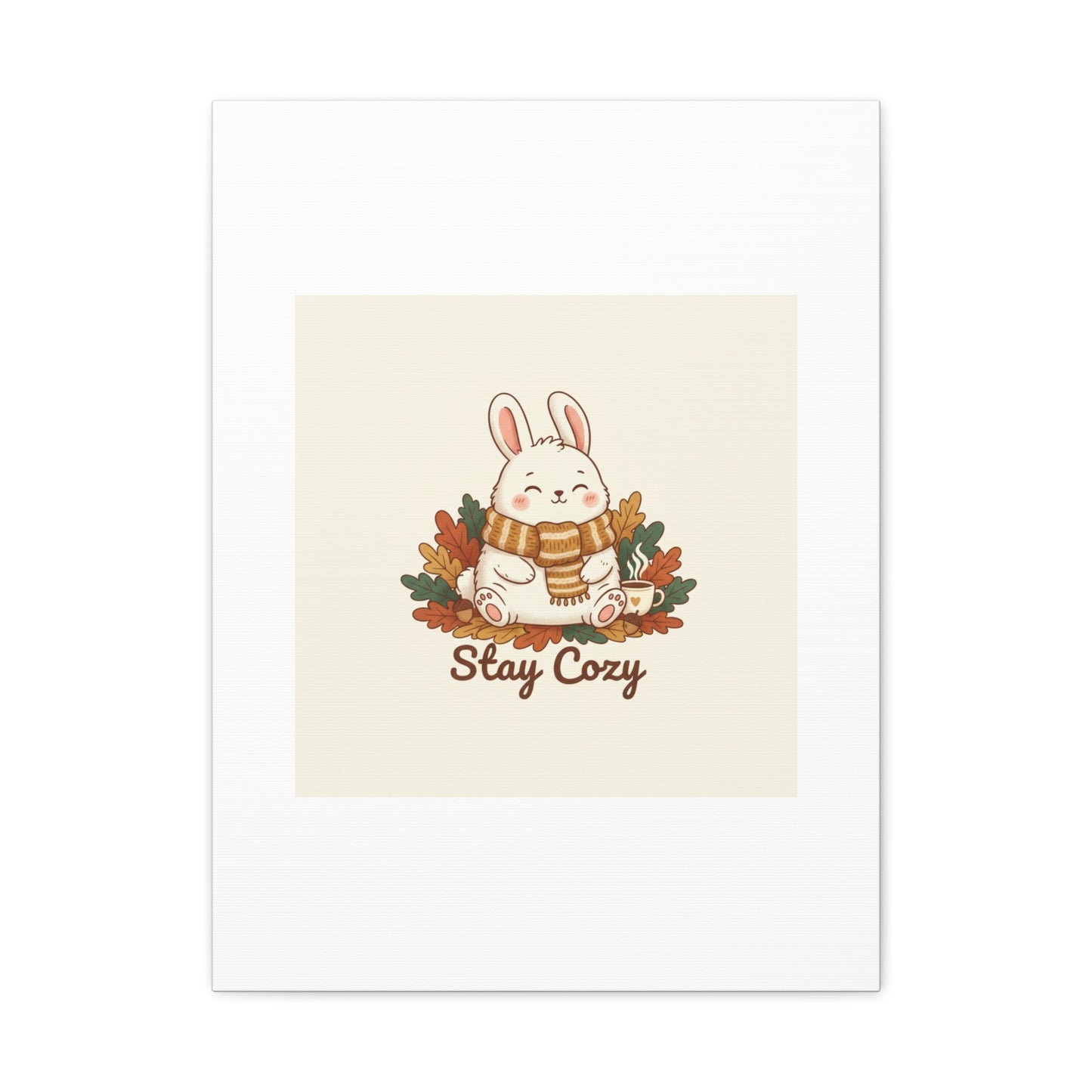 Cozy Bunny Illustration Canvas | Cute Critter Winter Forest Art