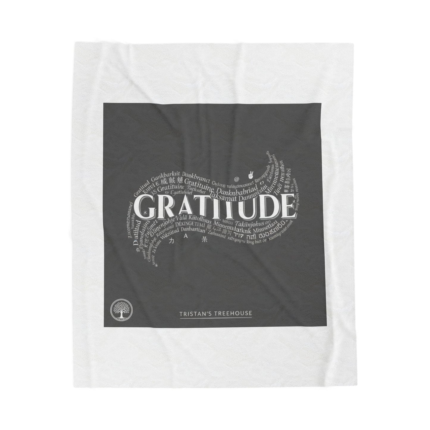 Gratitude Typography Velveteen Plush Blanket | pastel tiny treats, cozy micro-indulgence