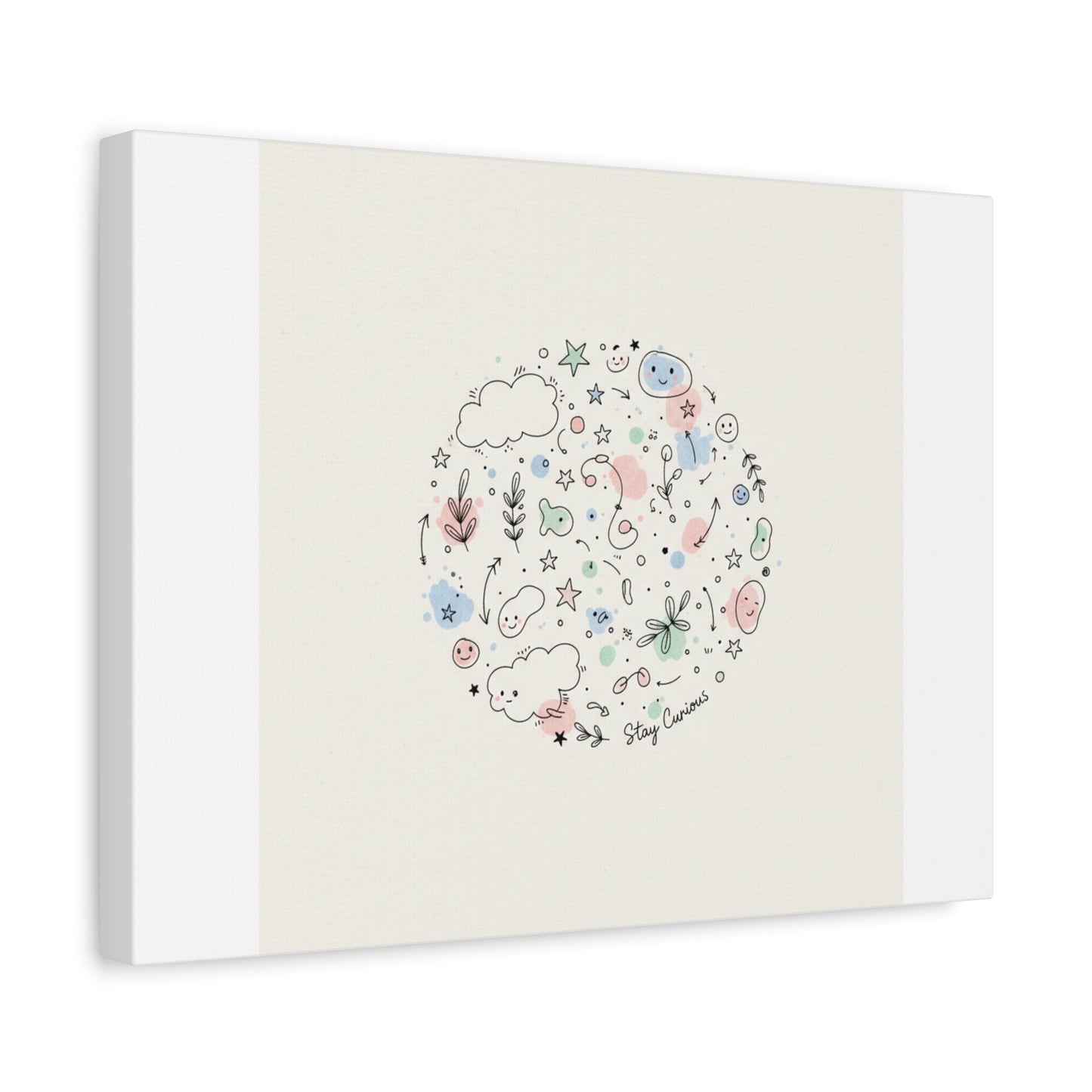 Doodle Circle Line Drawing Matte Canvas, Hand-Drawn Sketch Art