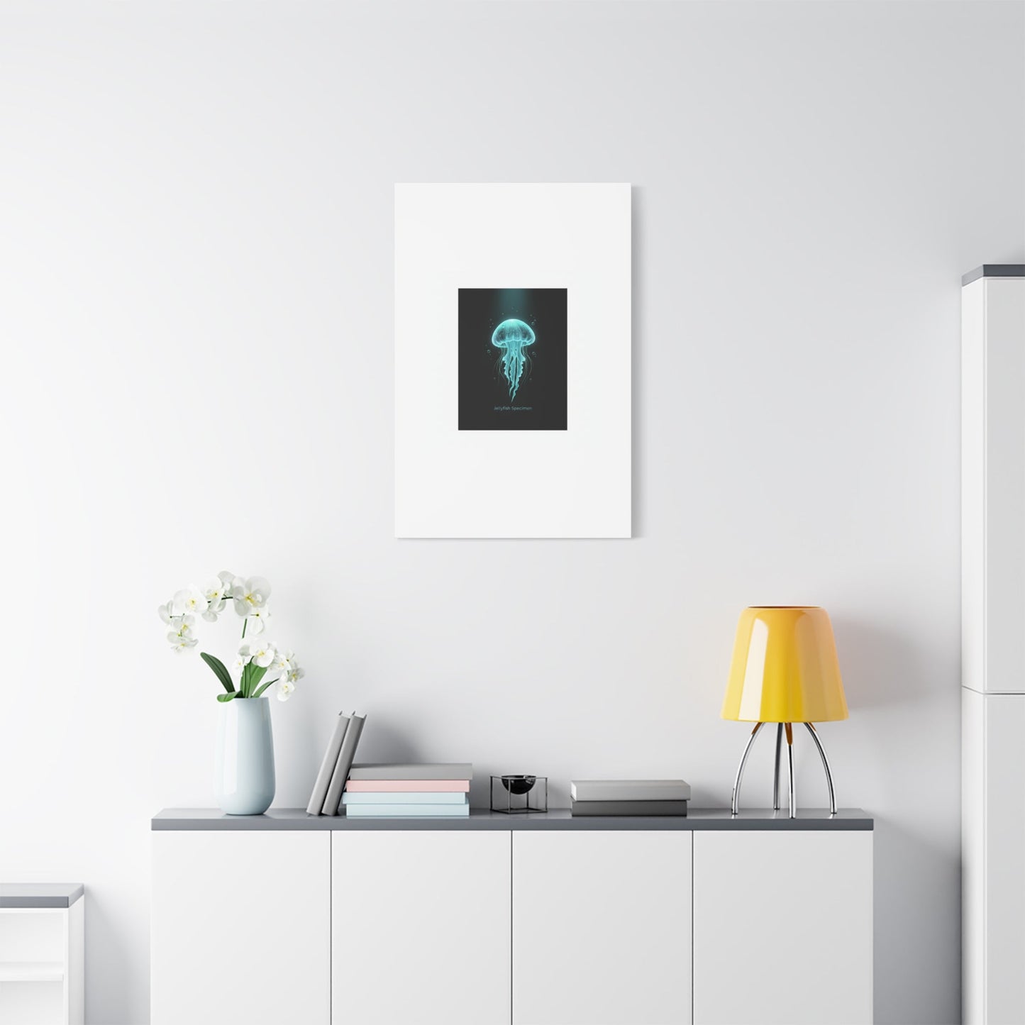 Bioluminescent Jellyfish Art Canvas | Deep Sea Aesthetic, Neon Glow