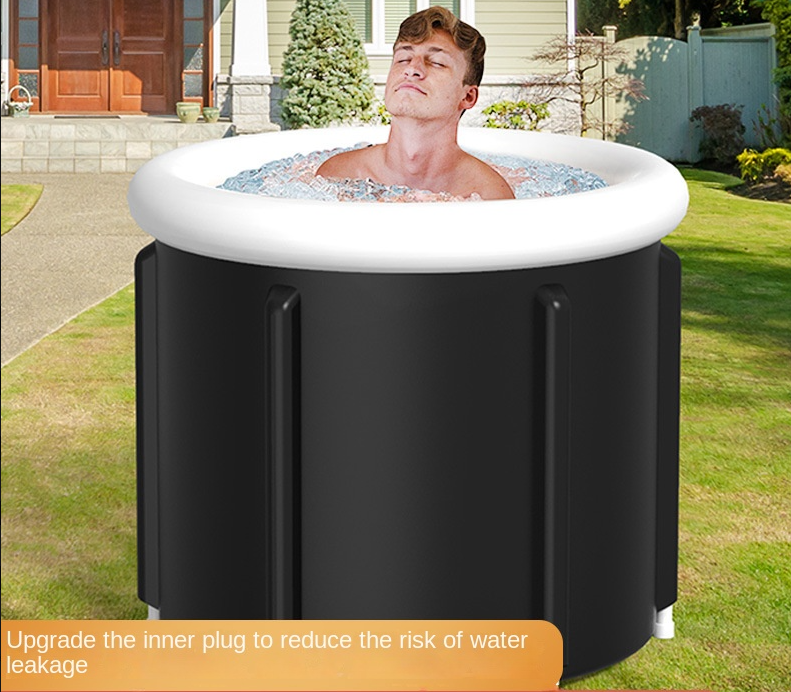 Black Ice Bath Bucket Large Household Foldable Bath Bucket PVC Padded SPA Bathtub