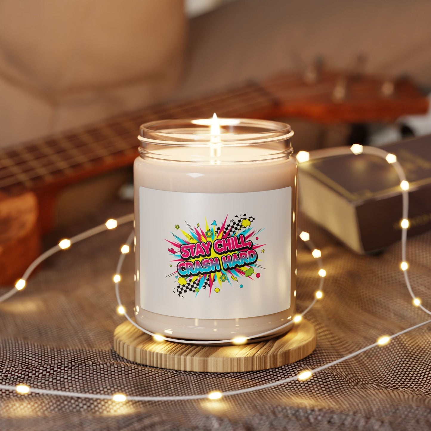 Stay Chill Crash Hard Candle | Scented Soy, Neon Graffiti Crash Out