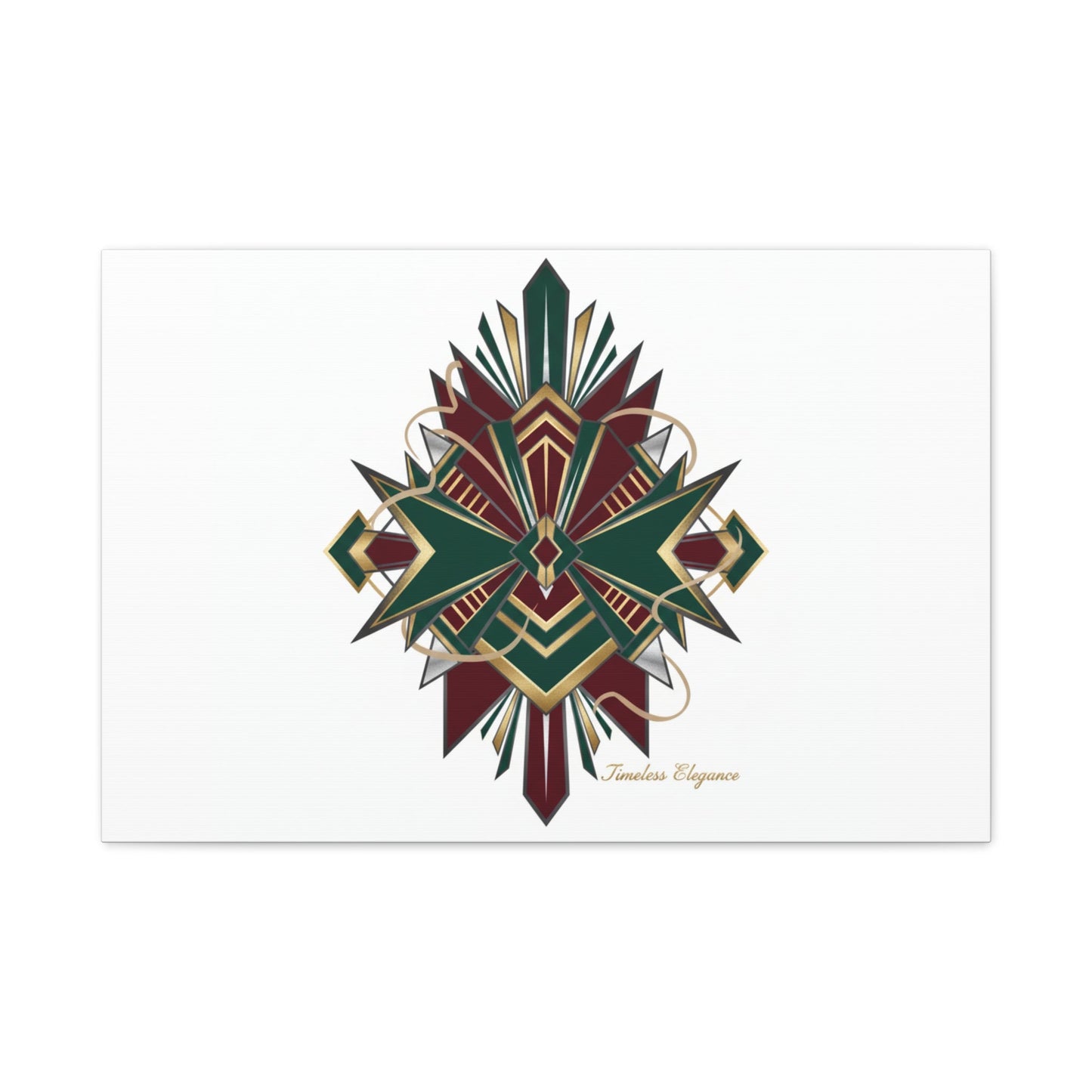Art Deco geometric brass print Canvas | Neo-Deco chrome & gold fan motif