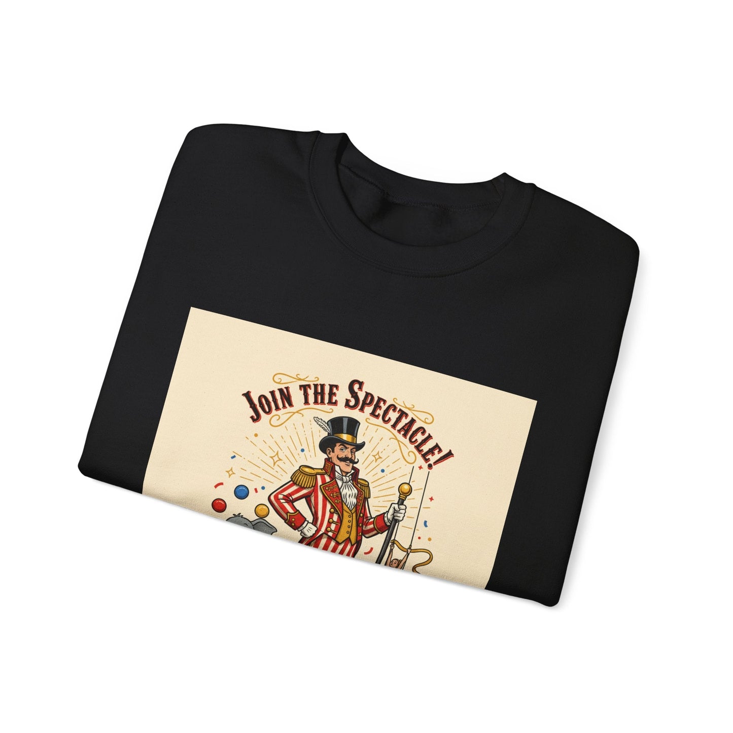 Join the Spectacle Circus Art Print Crewneck Sweatshirt | Vintage Carnival Design, Camp Circus Aesthetic